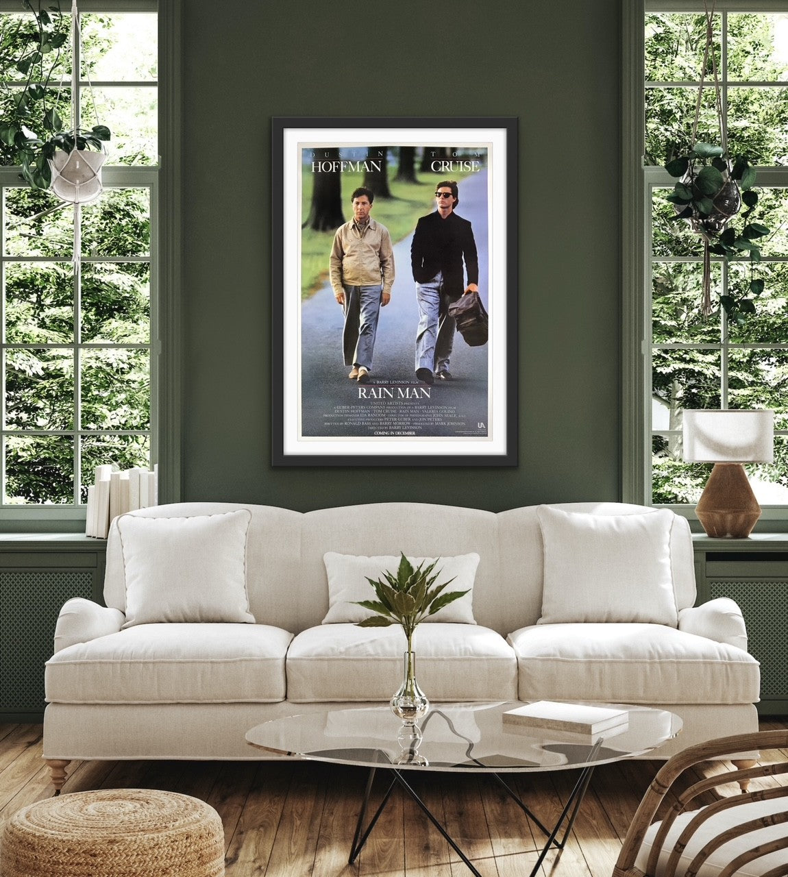 An original movie poster for the Dustin Hoffman and Tom Cruise film Rain Man