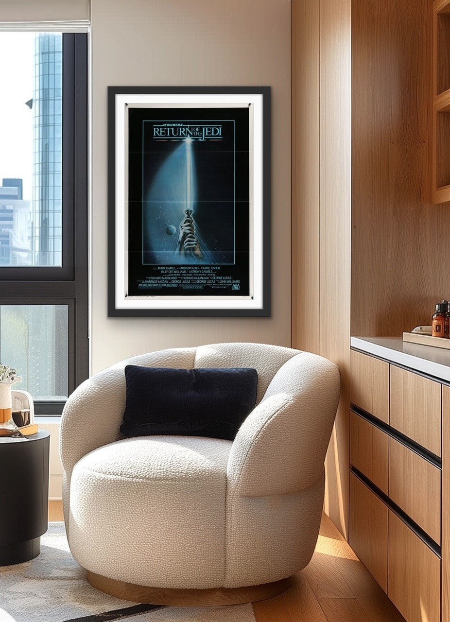 An original movie poster for the Star Wars film Return of the Jedi