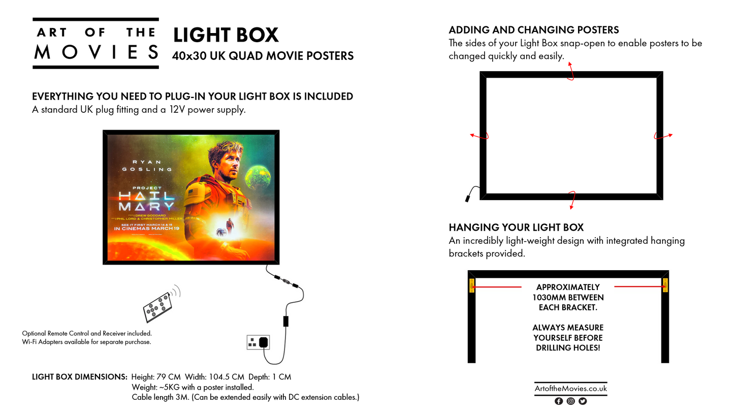 Cinema / Movie Poster Quad Light Box - Make Your 30x40 Movie Posters Come to Life!