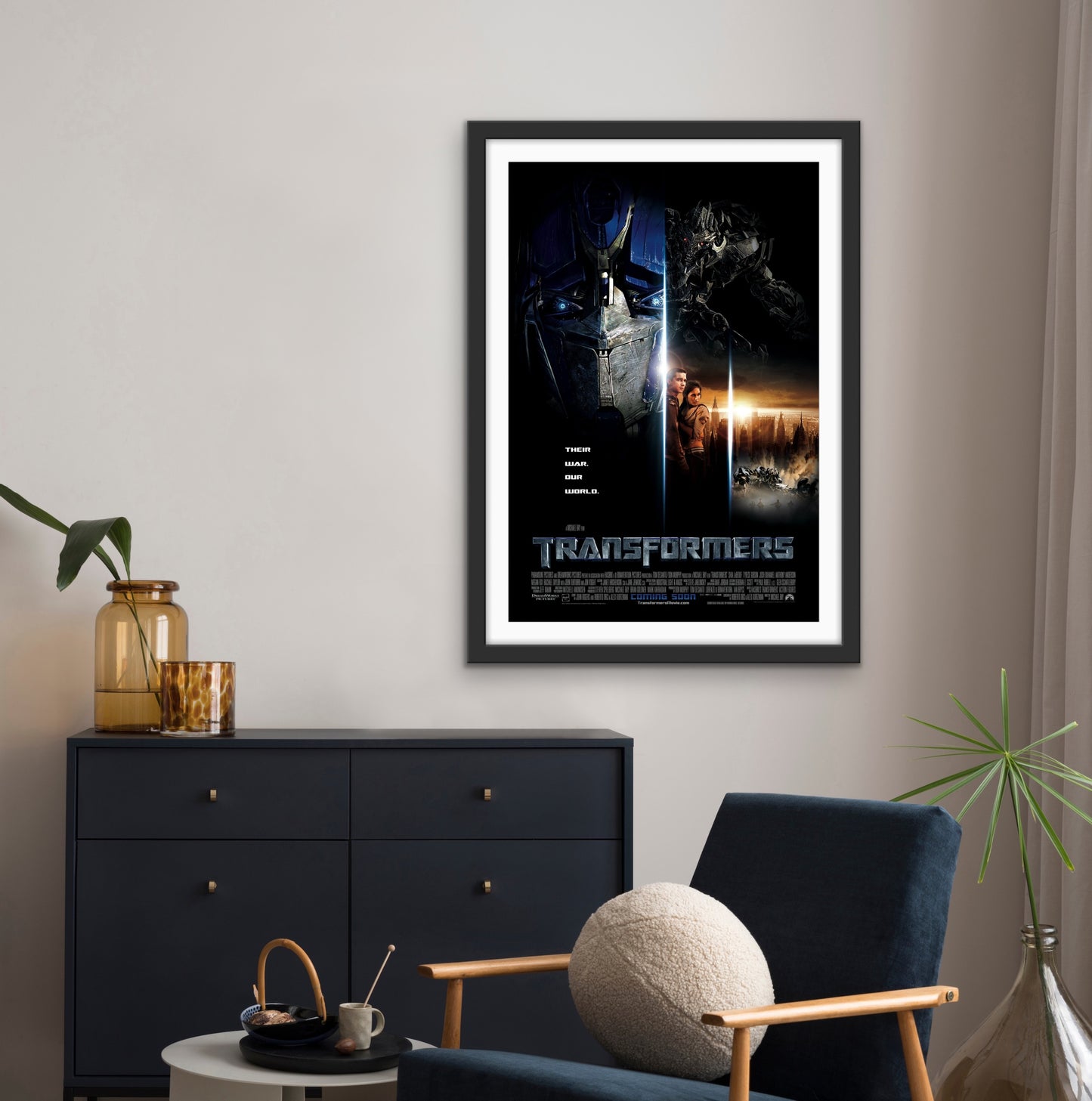 An original movie poster for the film Transformers