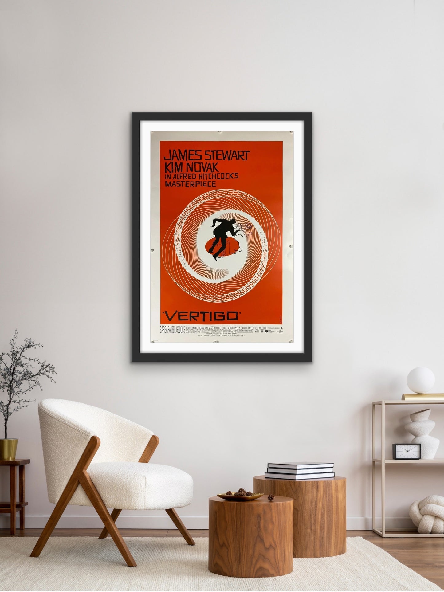 An original movie poster for the Alfred Hitchcock film Vertigo