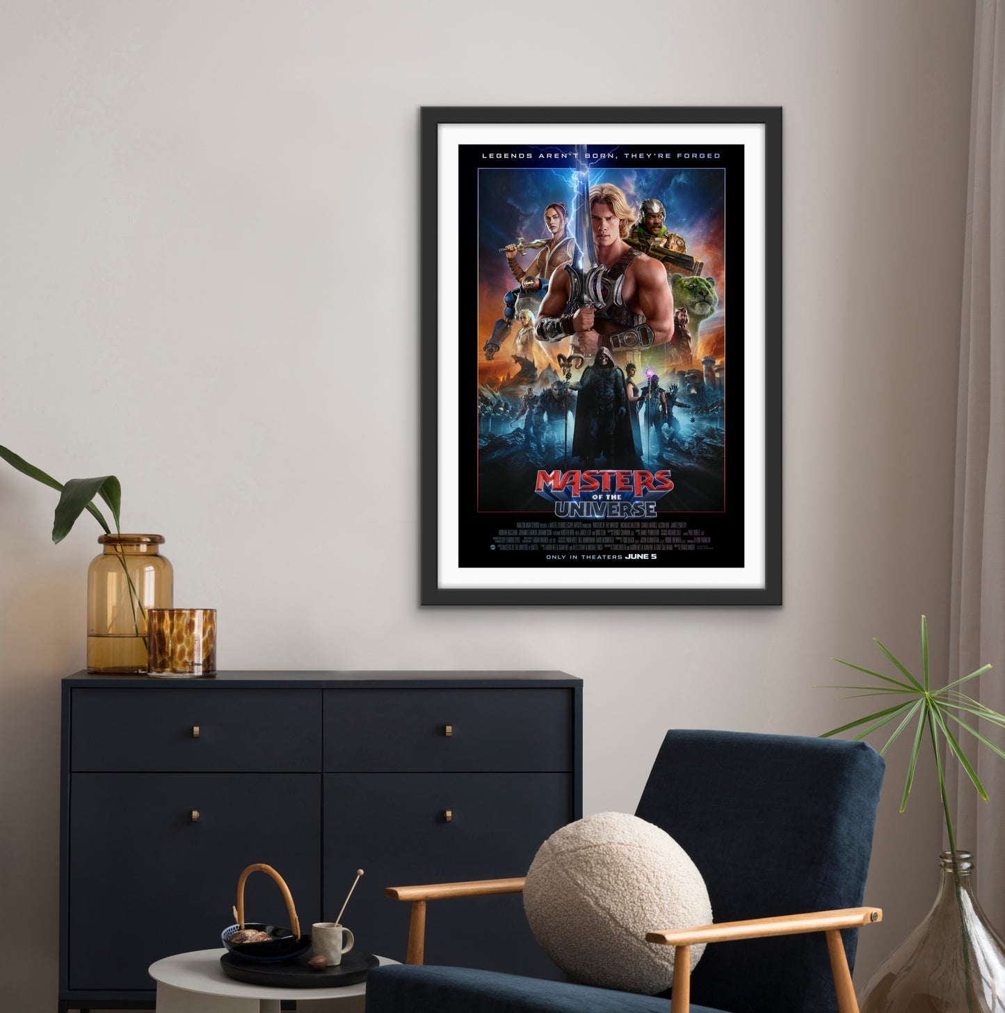 An original movie poster for the film Masters of the Universe