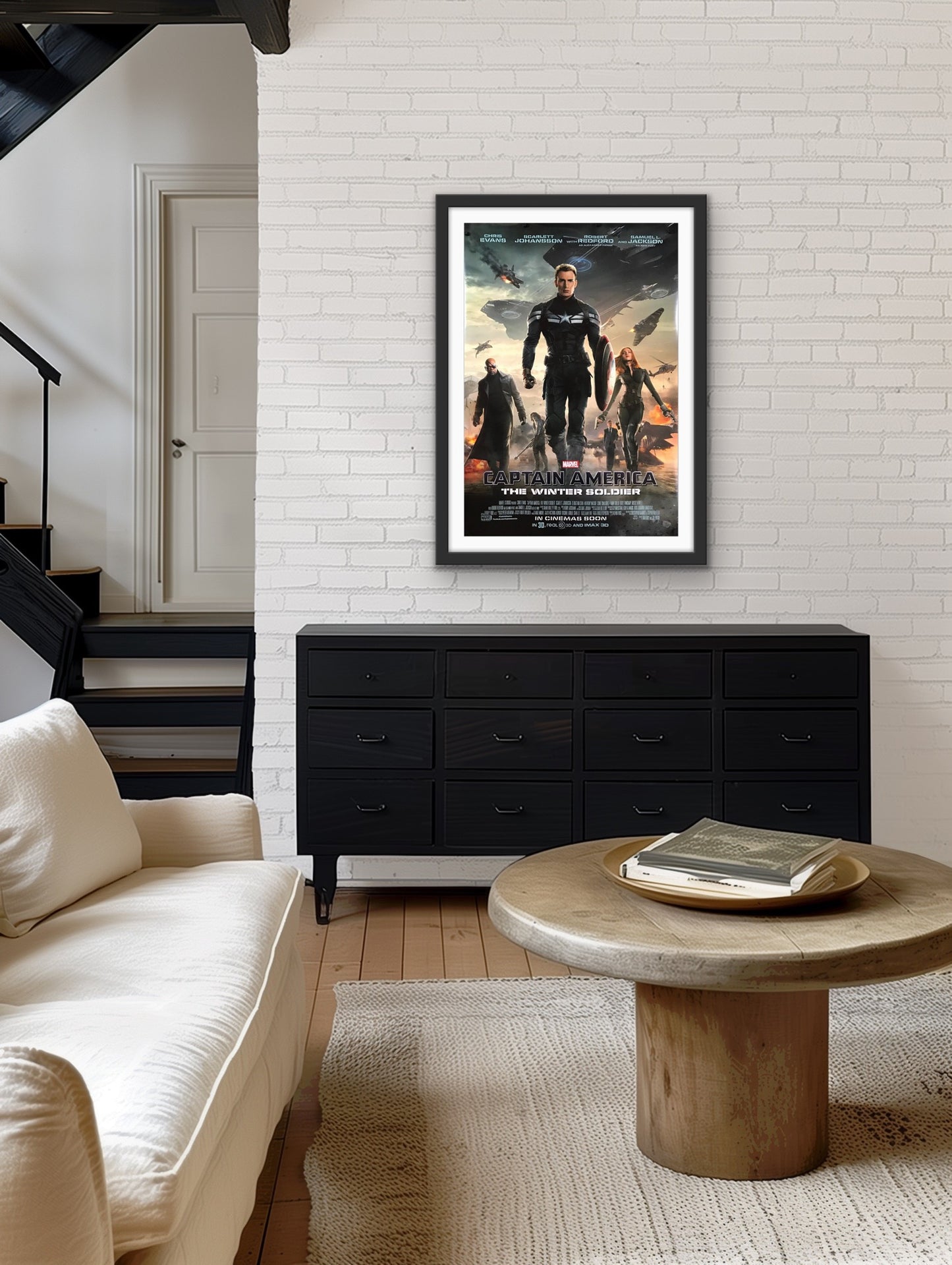 An original movie poster for the Marvel film Captain America The Winter's Soldier