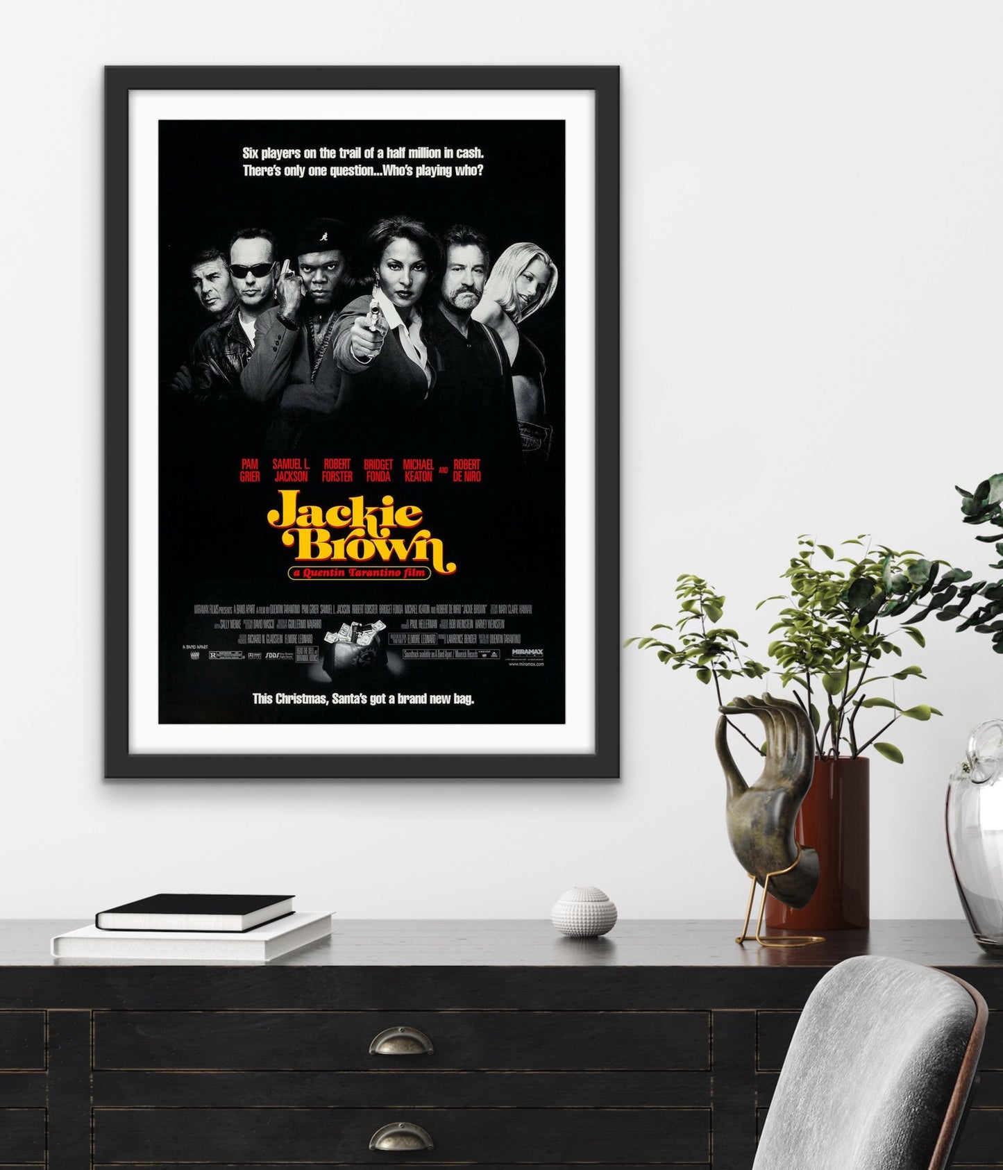 An original movie poster for the Tarantino film Jackie Brown