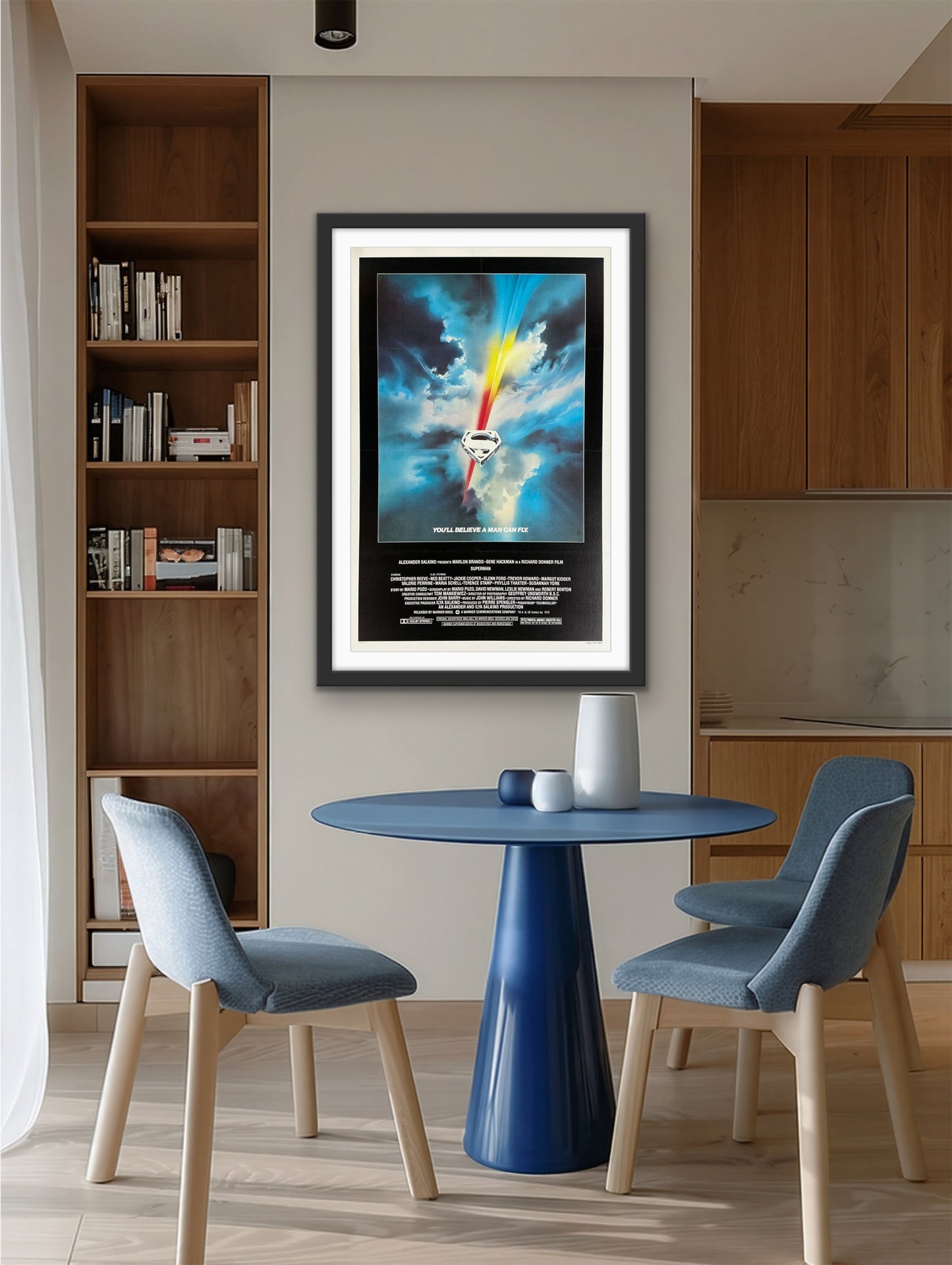 An original movie poster with art by Bob Peak for the original 1978 release of Superman