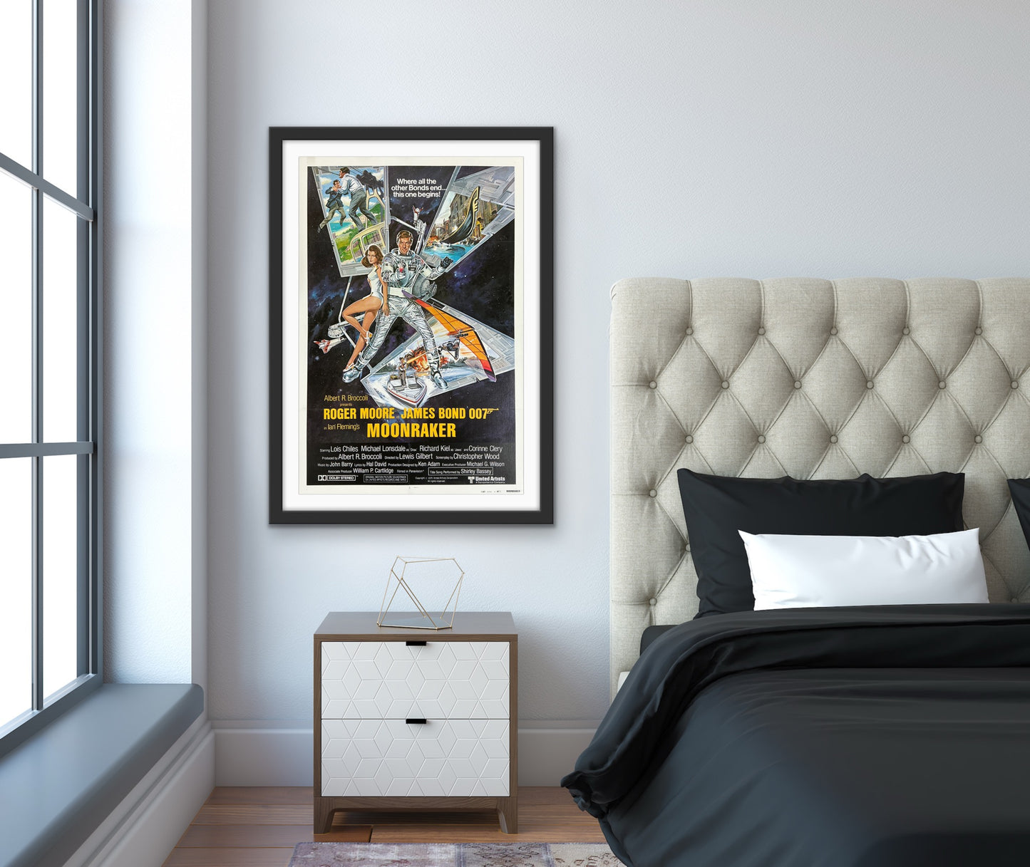 An original movie poster for the James Bond film Moonraker
