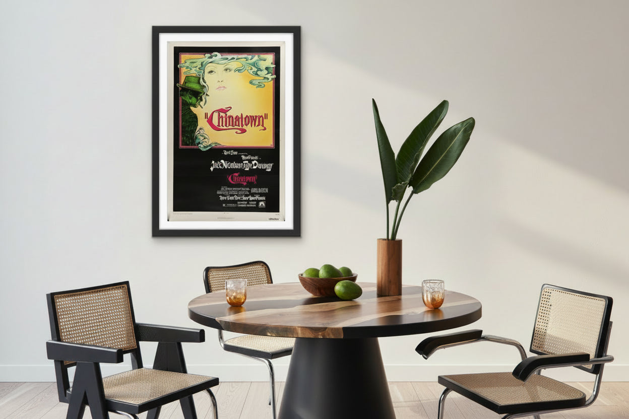 An original movie poster for the Roman Polanski film Chinatown with artwork by Jim Pearsall