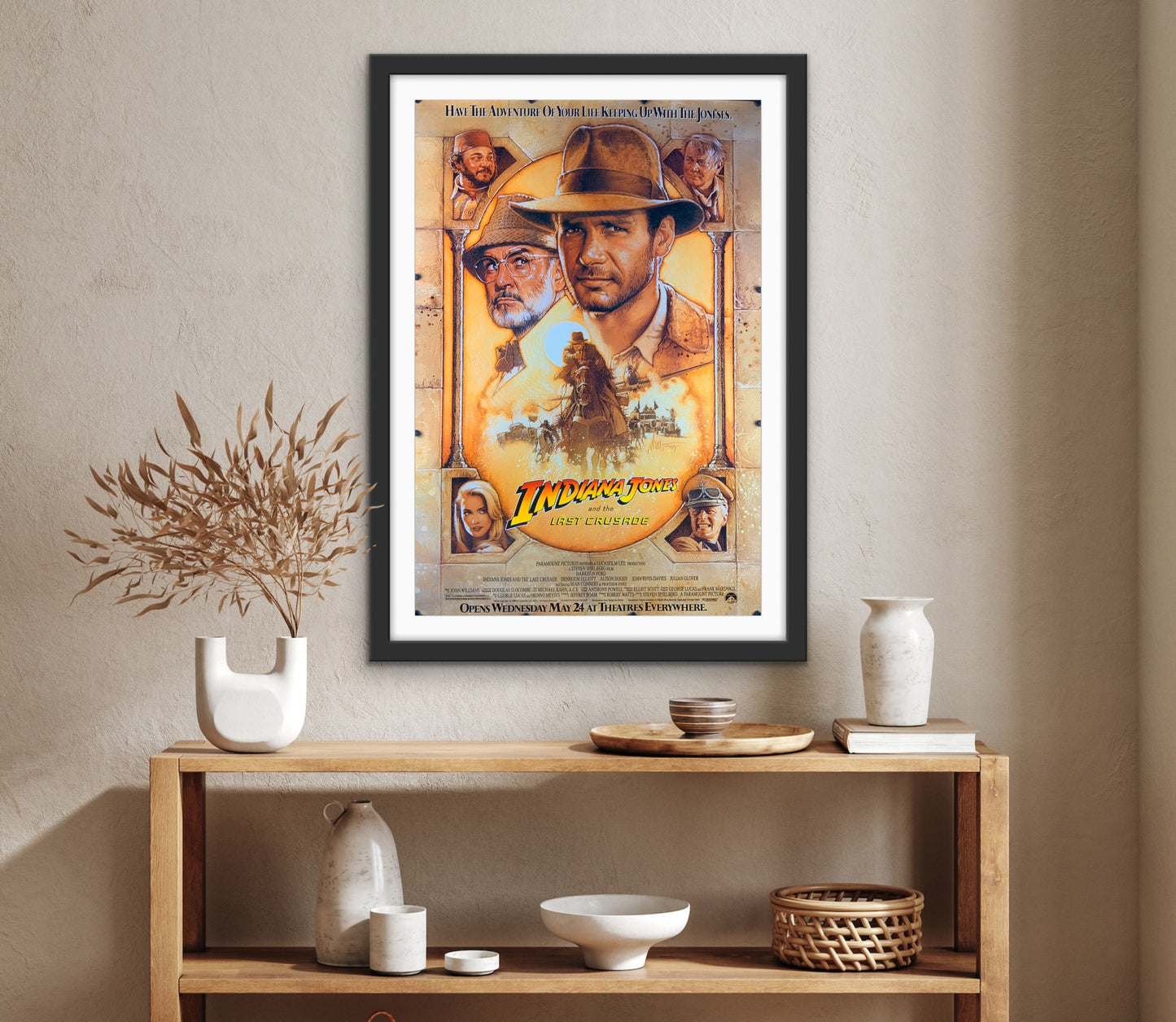 An original promotional poster for the movie Indiana Jones and the Last Crusade
