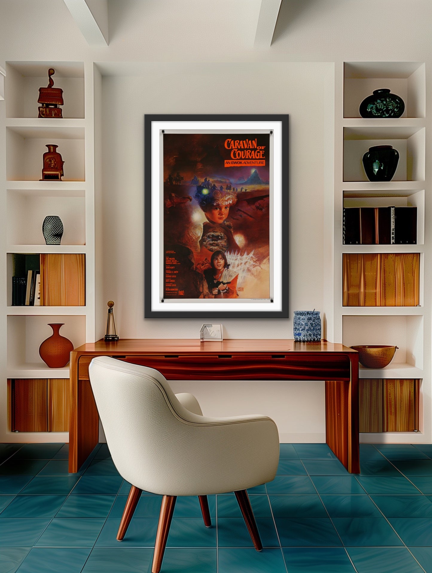 An incredible movie poster for the Star Wars film Caravan of Courage : An Ewok Adventure