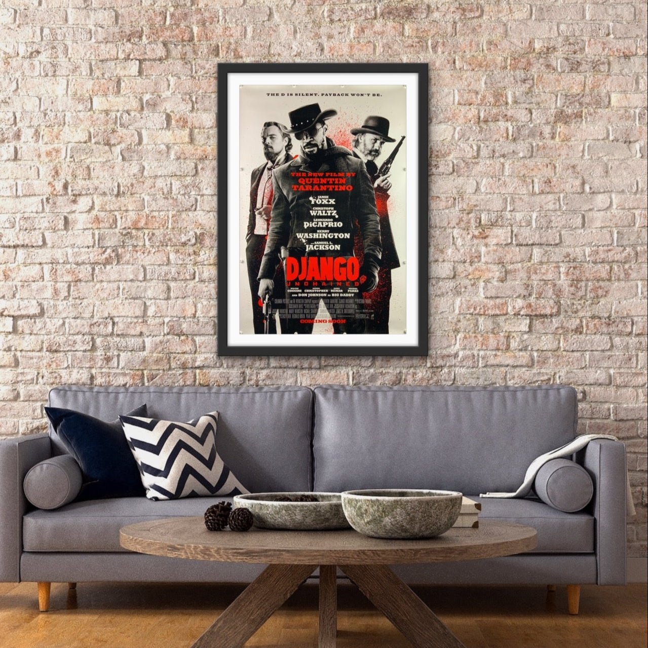An original movie poster for the Quentin Tarantino film Django Unchained