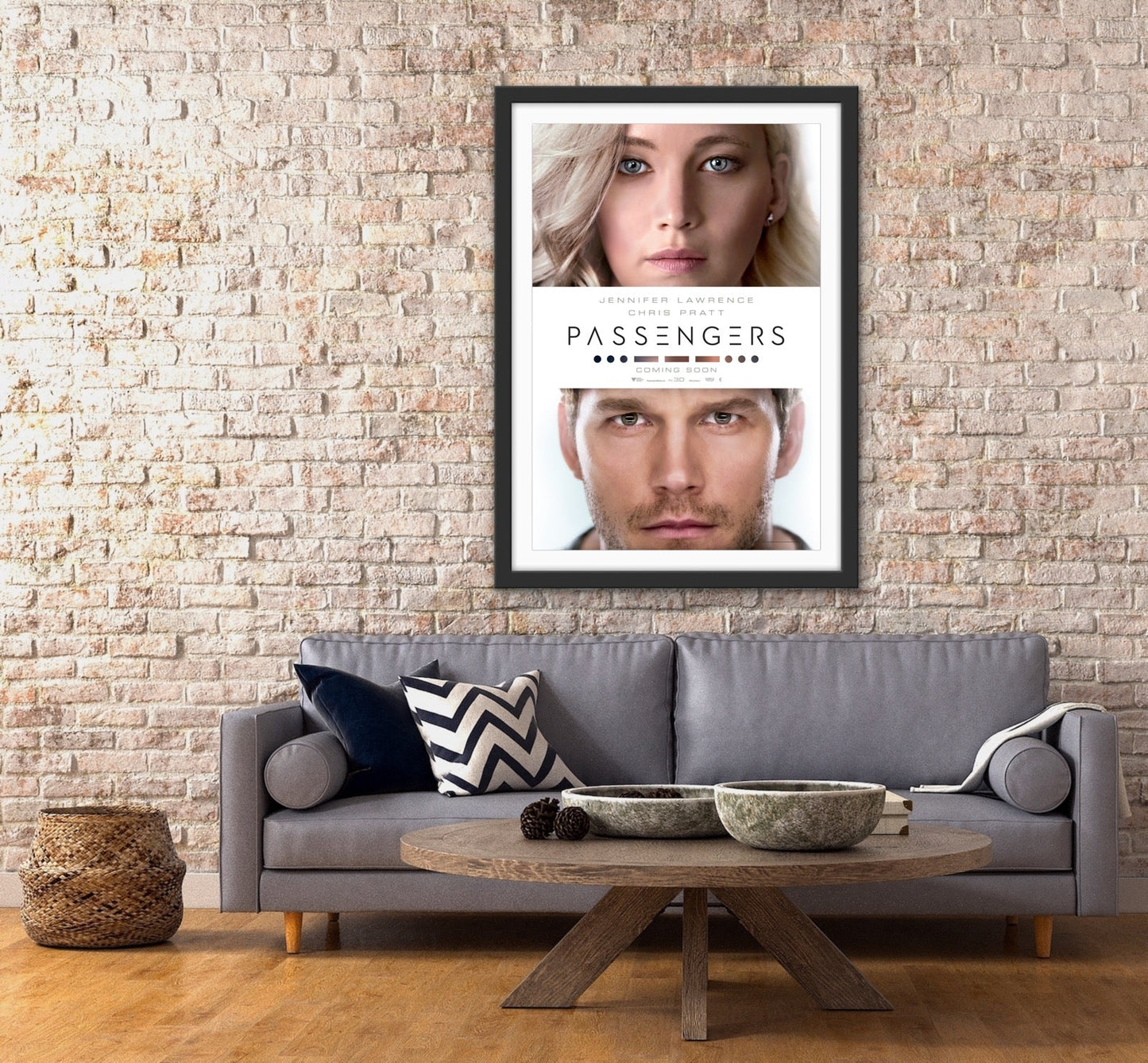 An original movie poster for the 2016 film Passengers