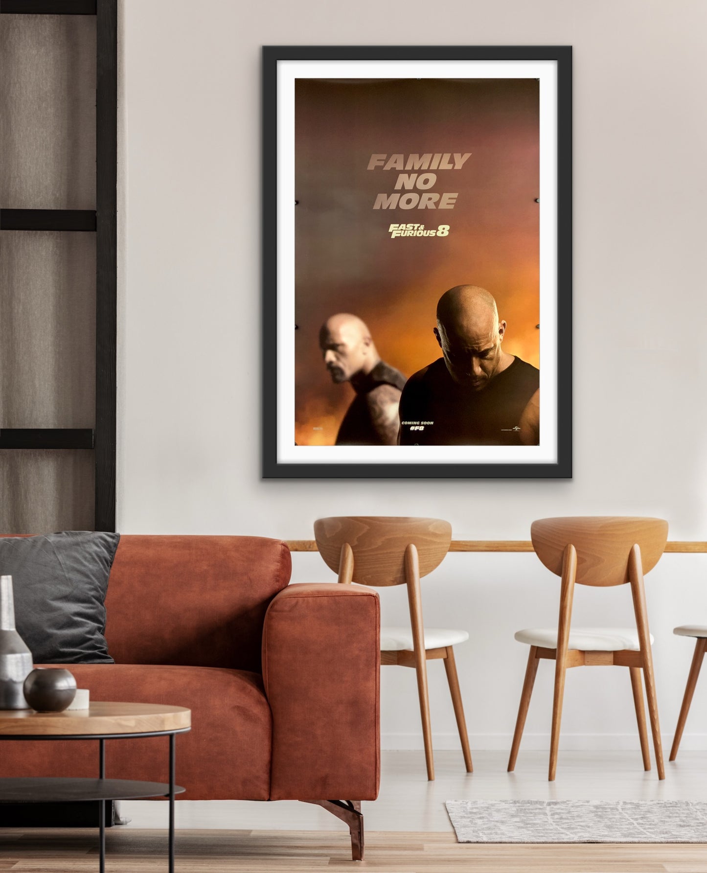 An original movie poster for the film The Fate of the Furious . Fast and Furious 8