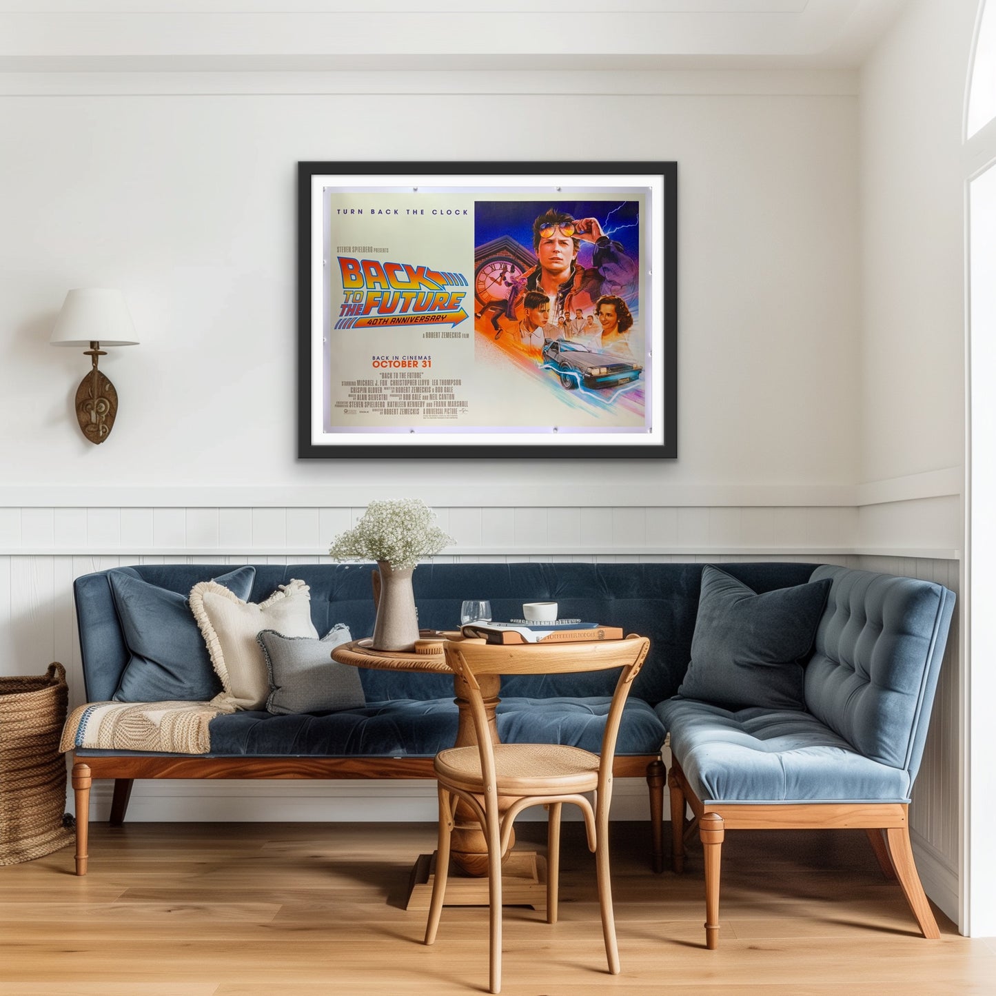 An original movie poster for the fortieth anniversary release of Back To The Future