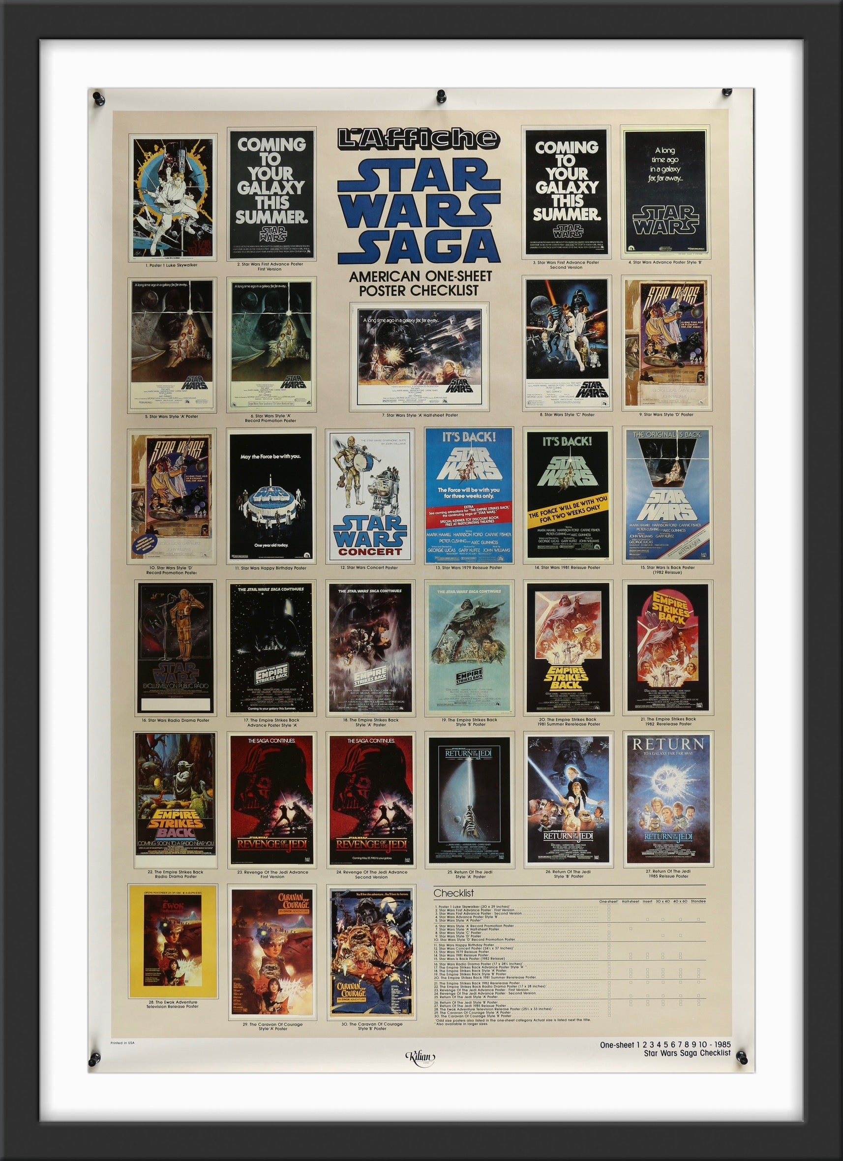 Star Wars Saga 1985年 チェックリスト　オリジナルポスター Star Wars - Checklist - 1985 - Original Movie Poster – Art of the
