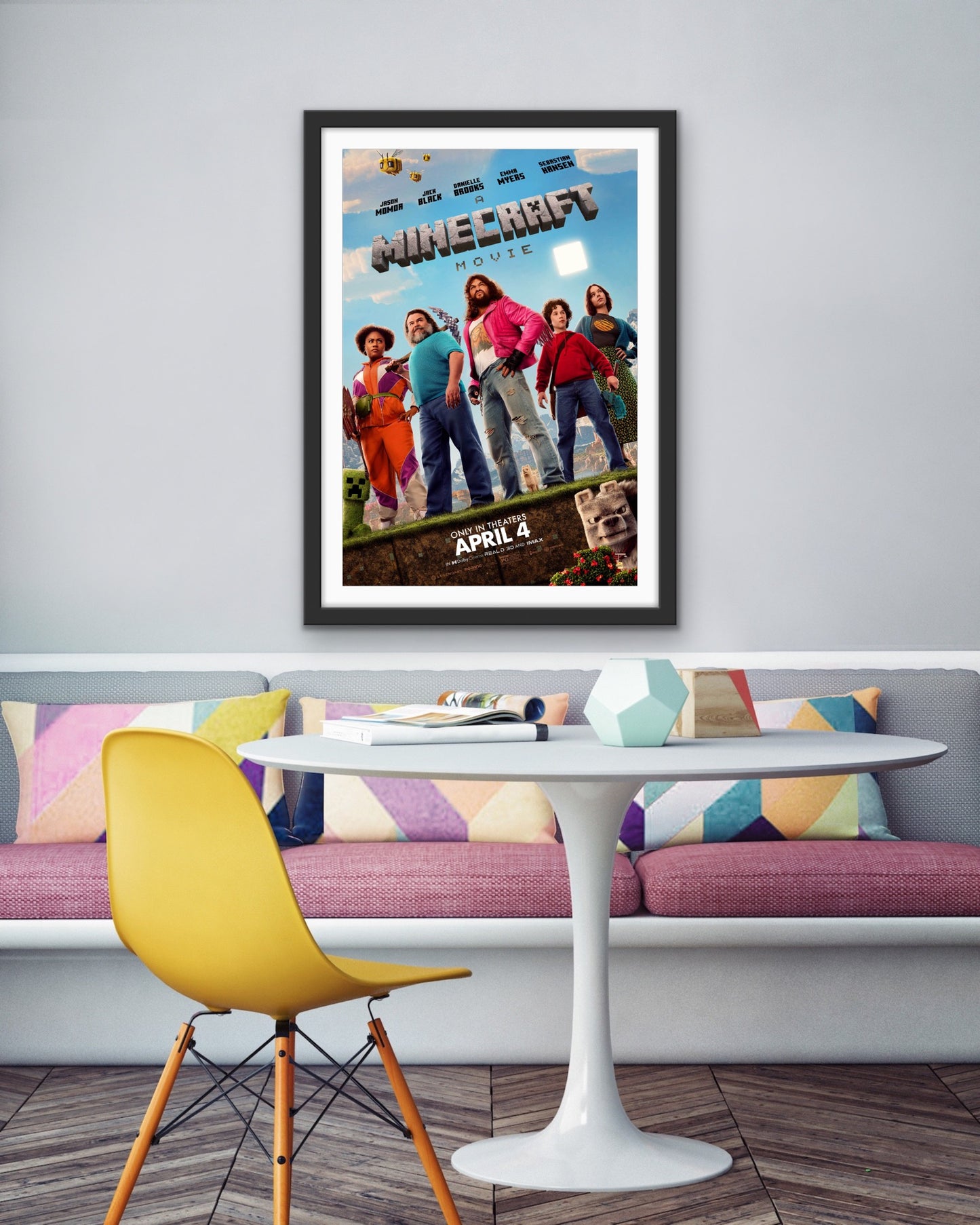 An original movie poster for the film A Minecraft Movie