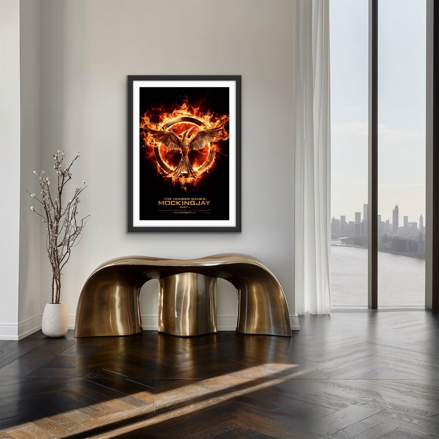 An original movie poster for the film The Hunger Games: Mockingjay Part 1