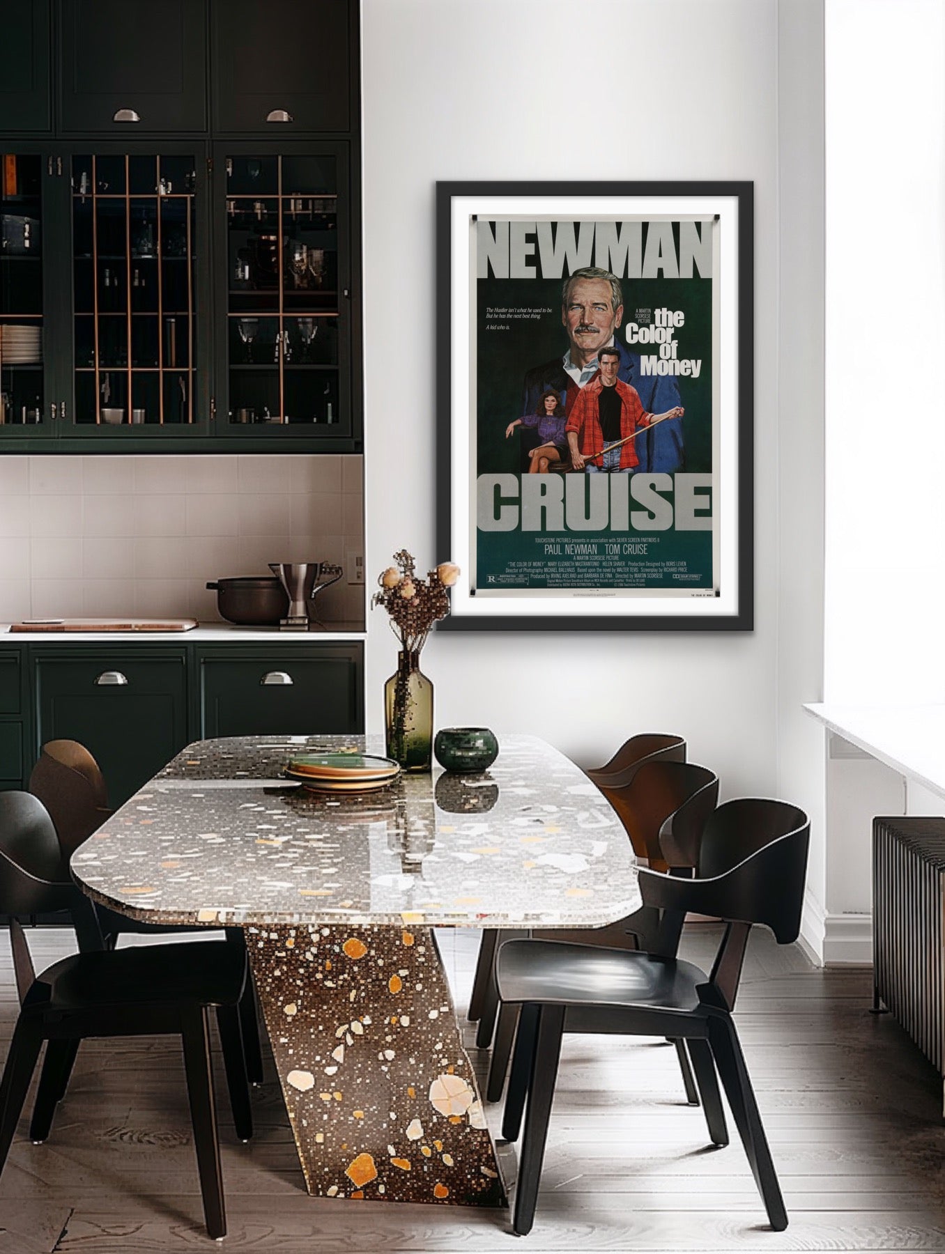 An original movie poster for the Paul Newman and Tom Cruise film The Color of Money