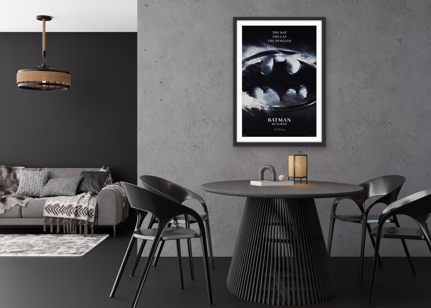 An original teaser one sheet movie poster for the film Batman Returns