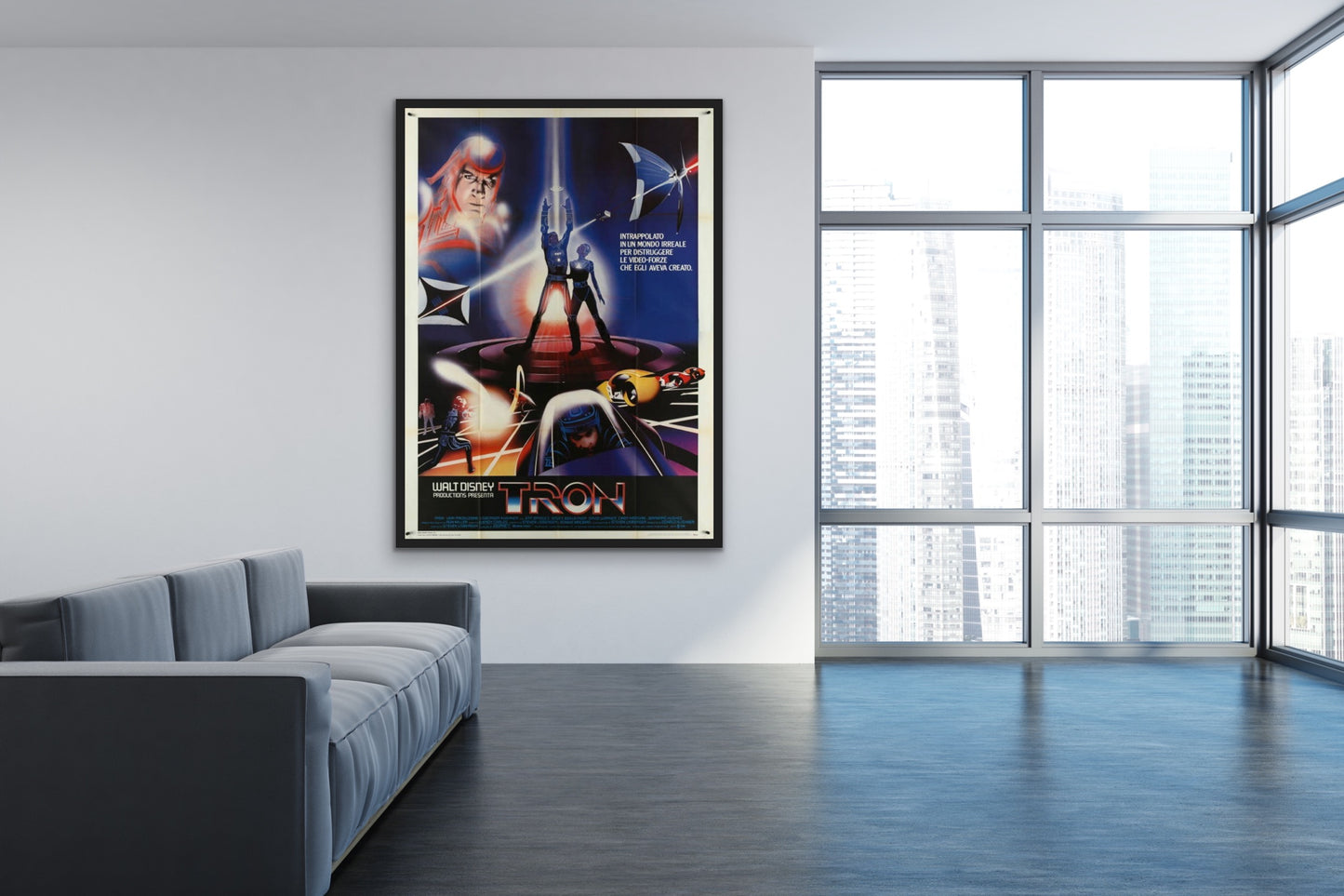 An original Italian movie poster for the film TRON