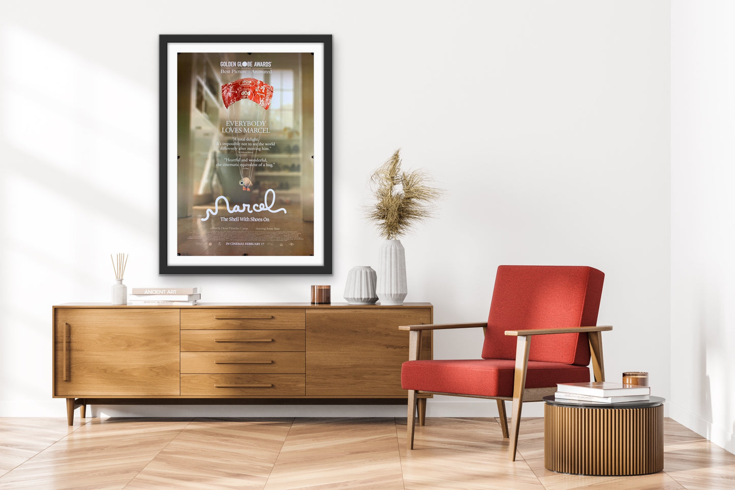 An original movie poster for the film Marcel The Shell With Shoes On