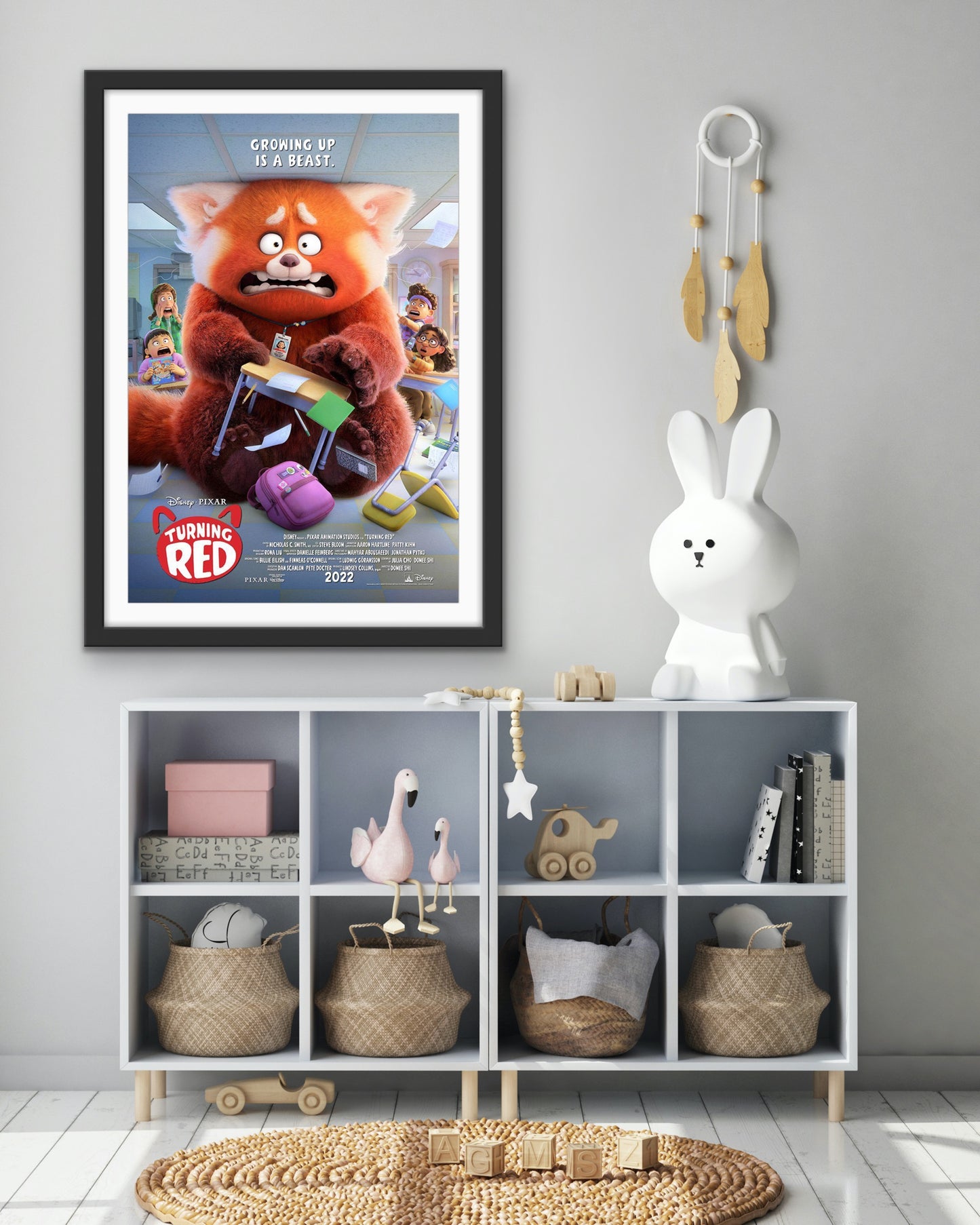 An original movie poster for the Disney / Pixar animated film Turning Red