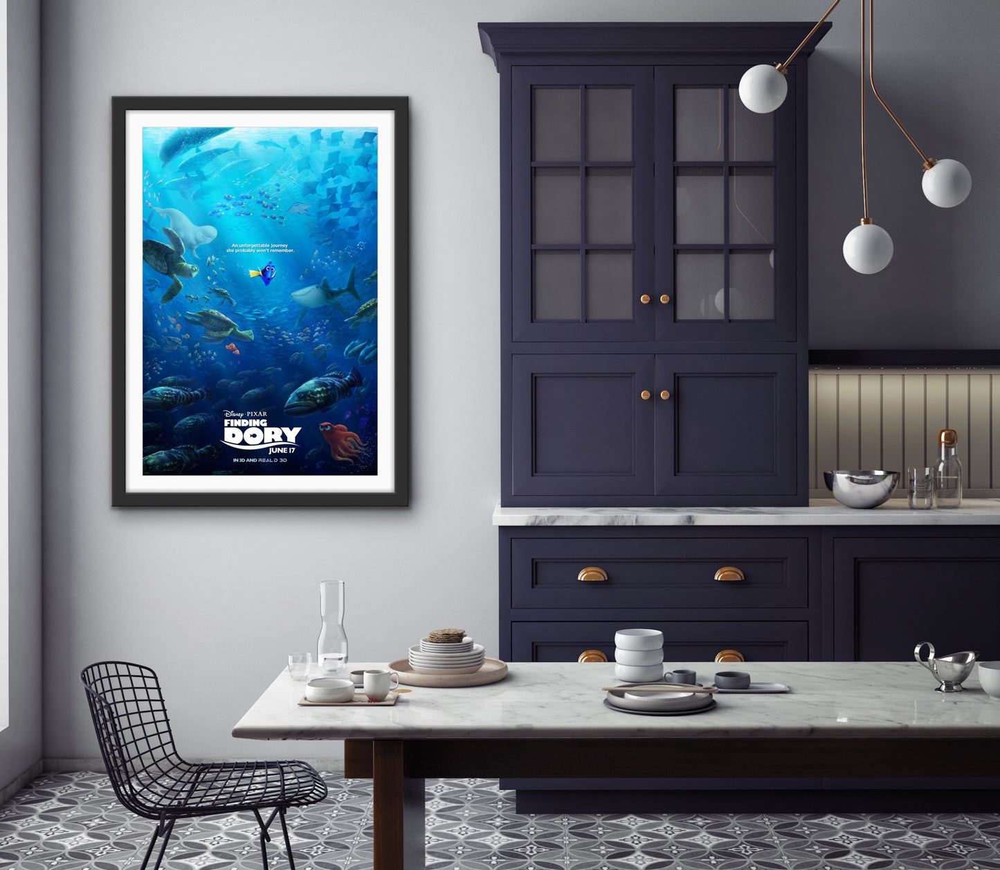 An original movie poster for the animated film Finding Dory
