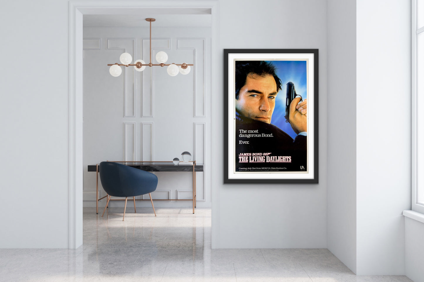 An original movie poster for the James Bond film The Living Daylights