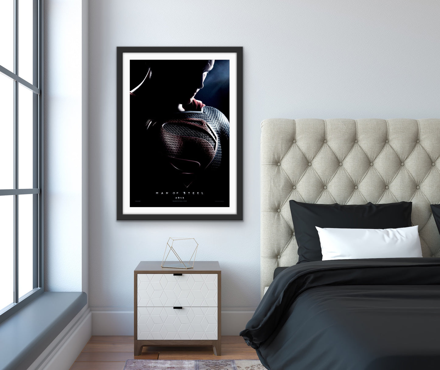 An original movie poster for the Superman film Man of Steel