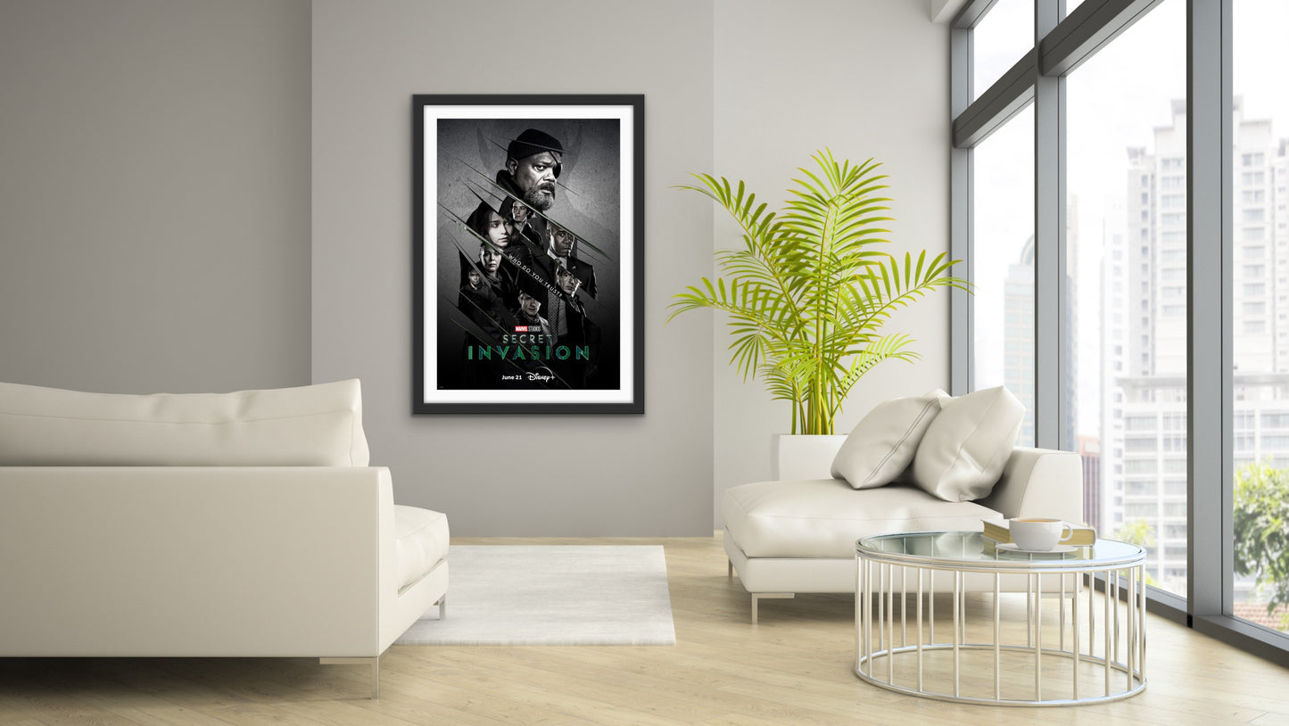 An original movie poster for the Disney+ Marvel TV series Secret Invasion