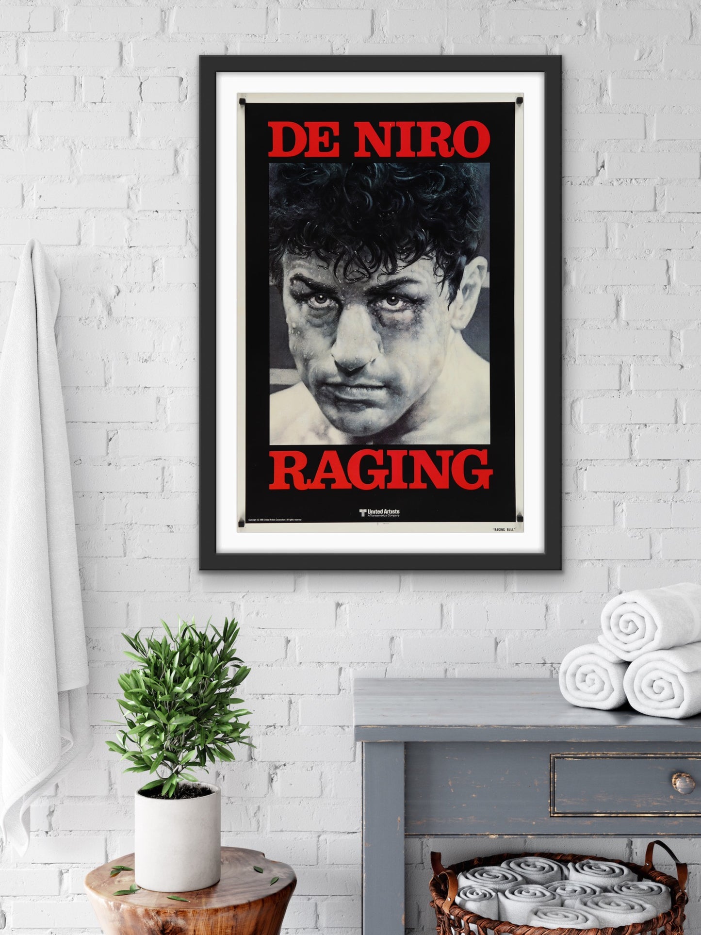An original movie poster for the Robert De Nito film Raging Bull