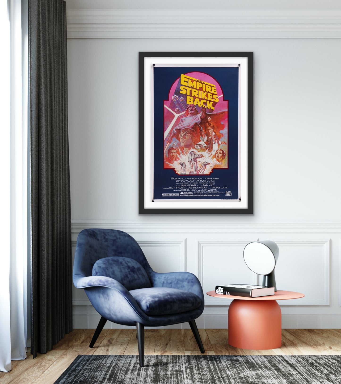 An original movie poster for the Star Wars film The Empire Strikes Back