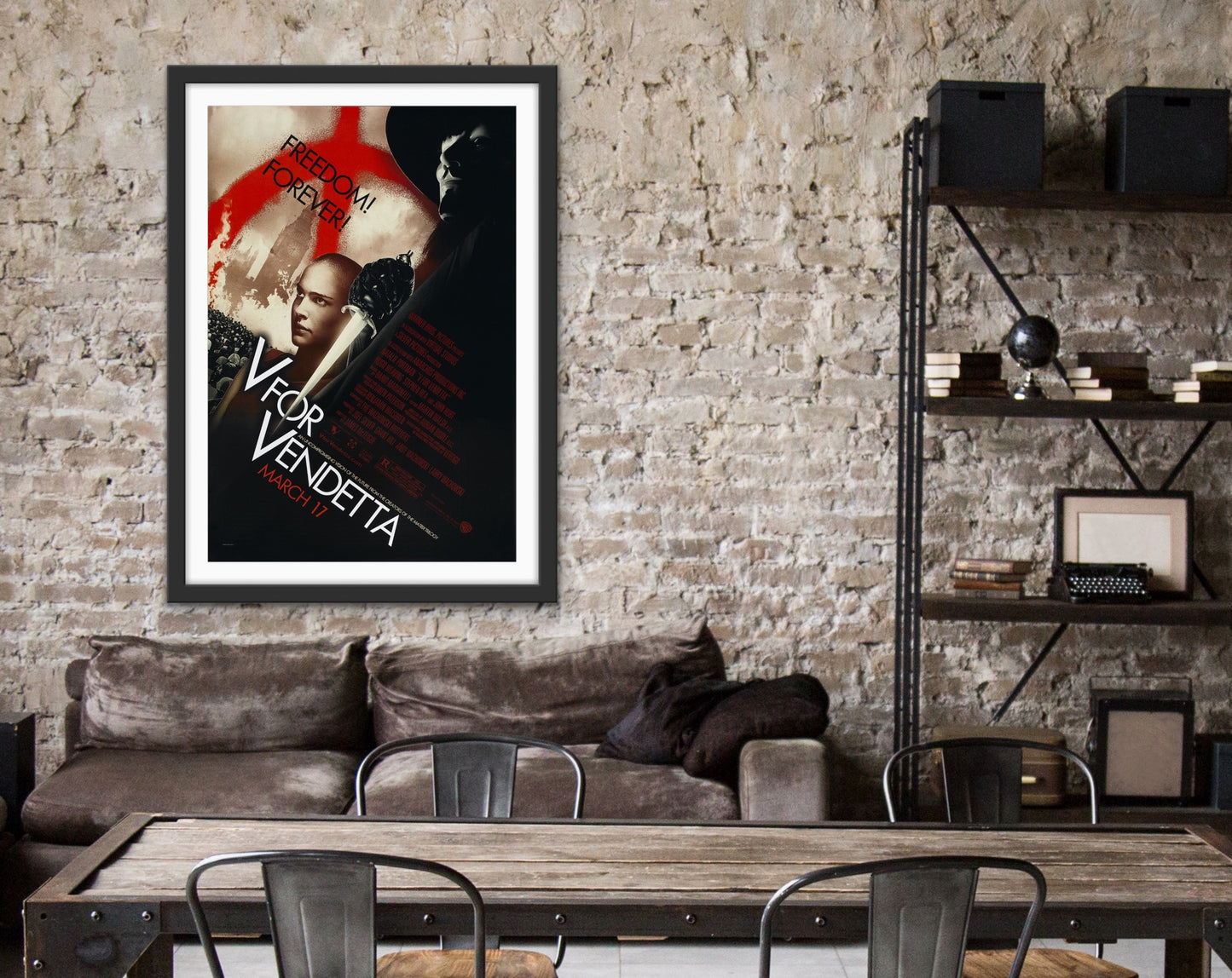 An original movie poster for the film V for Vendetta