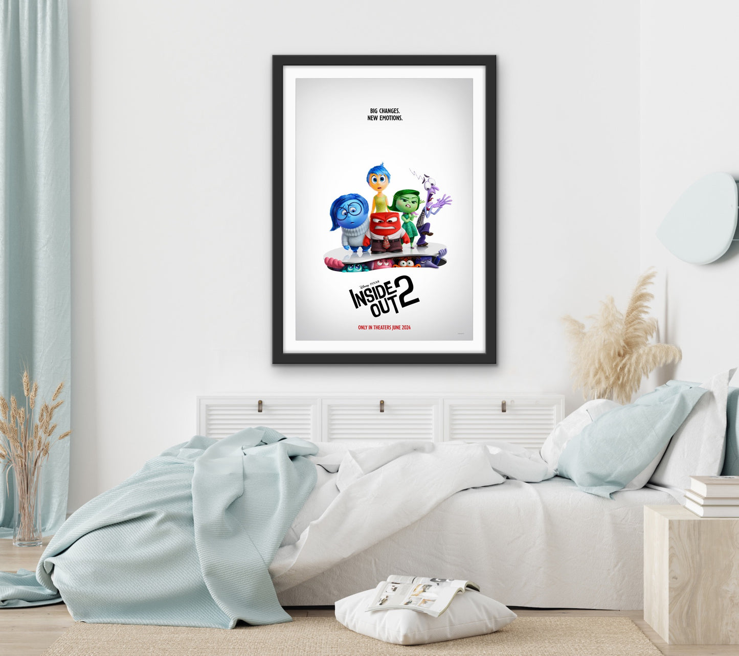 An original movie poster for the Pixar film Inside Out 2