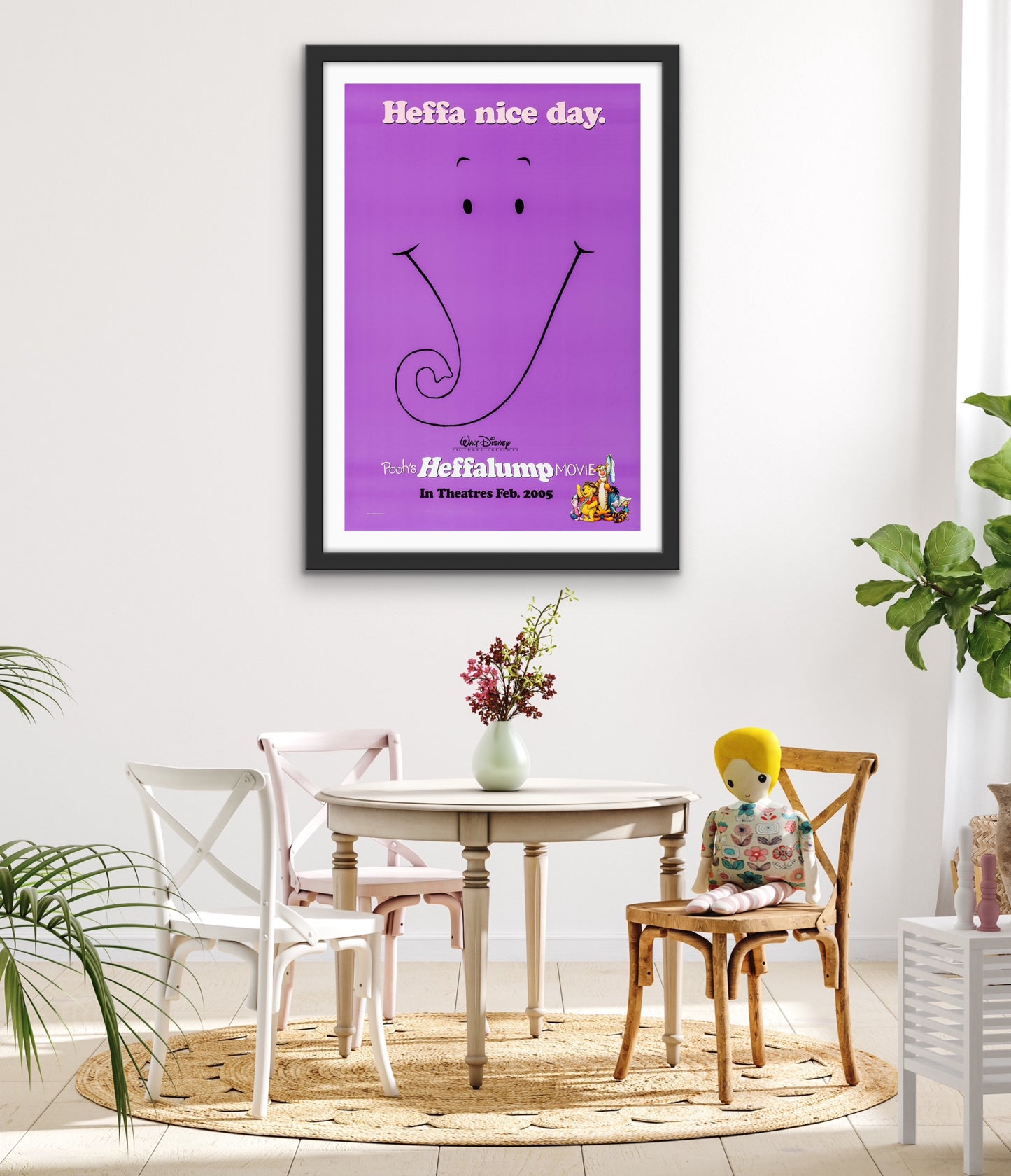 An original movie poster for the Winnie The Pooh film Pooh's Heffalump Movie