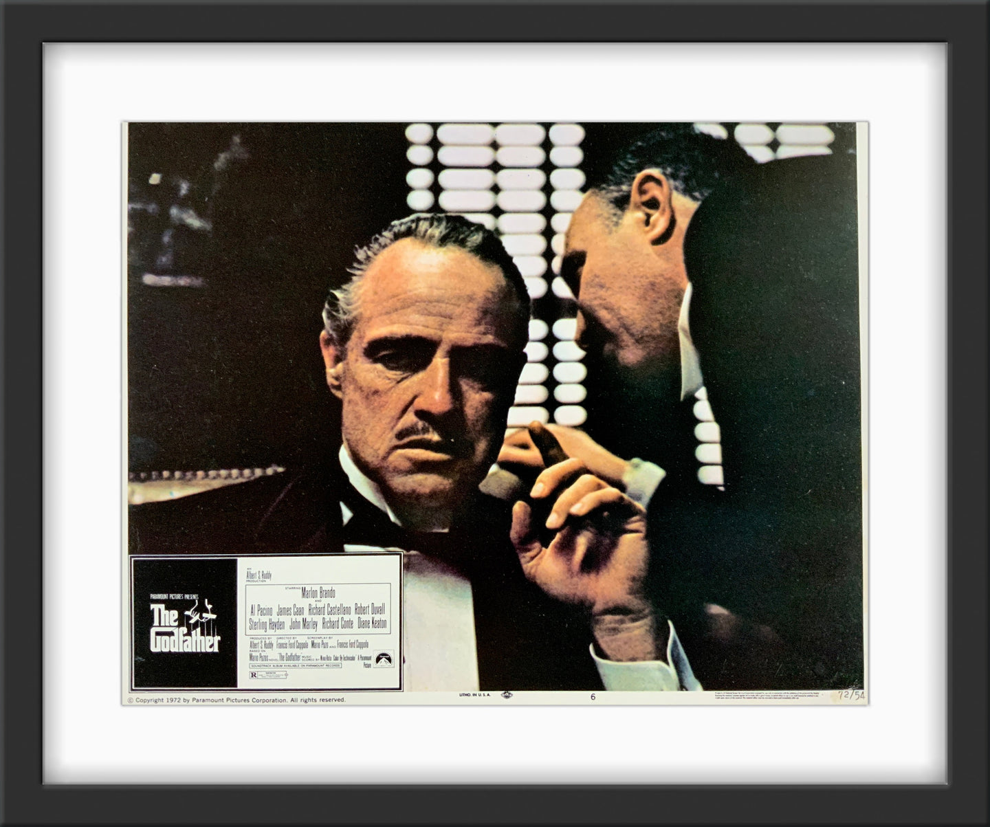 An original lobby card for the film The Godfather