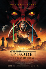 Load image into Gallery viewer, An original movie poster for the 25th Anniversary of the Star Wars film The Phantom Menace with artwork by Matt Ferguson