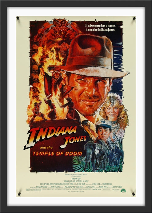 An original movie poster for the film Indiana Jones and the Temple of DoomAn original movie poster for the film Indiana Jones and Temple of Doom