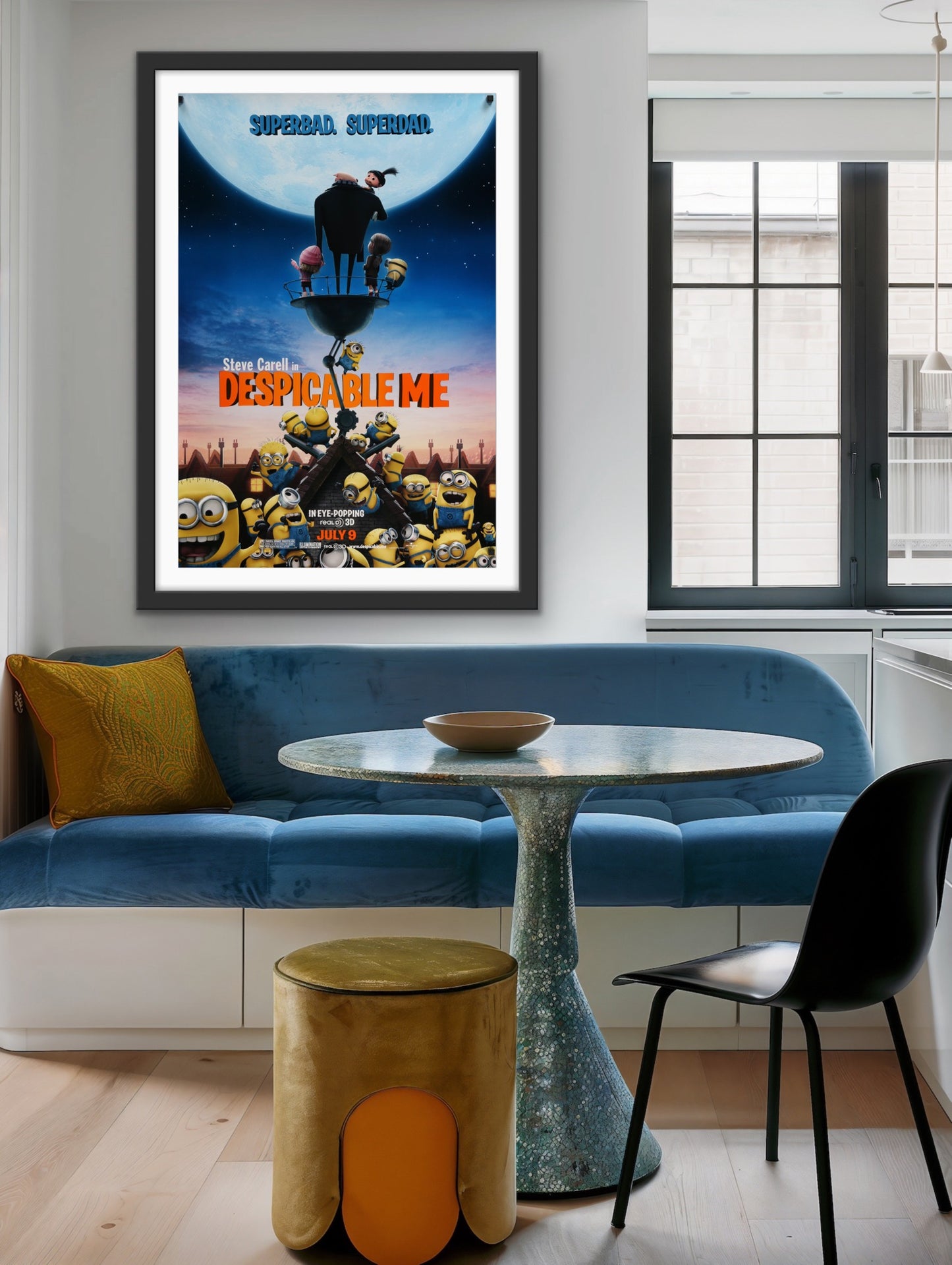 An original movie poster for Despicable Me with the minions