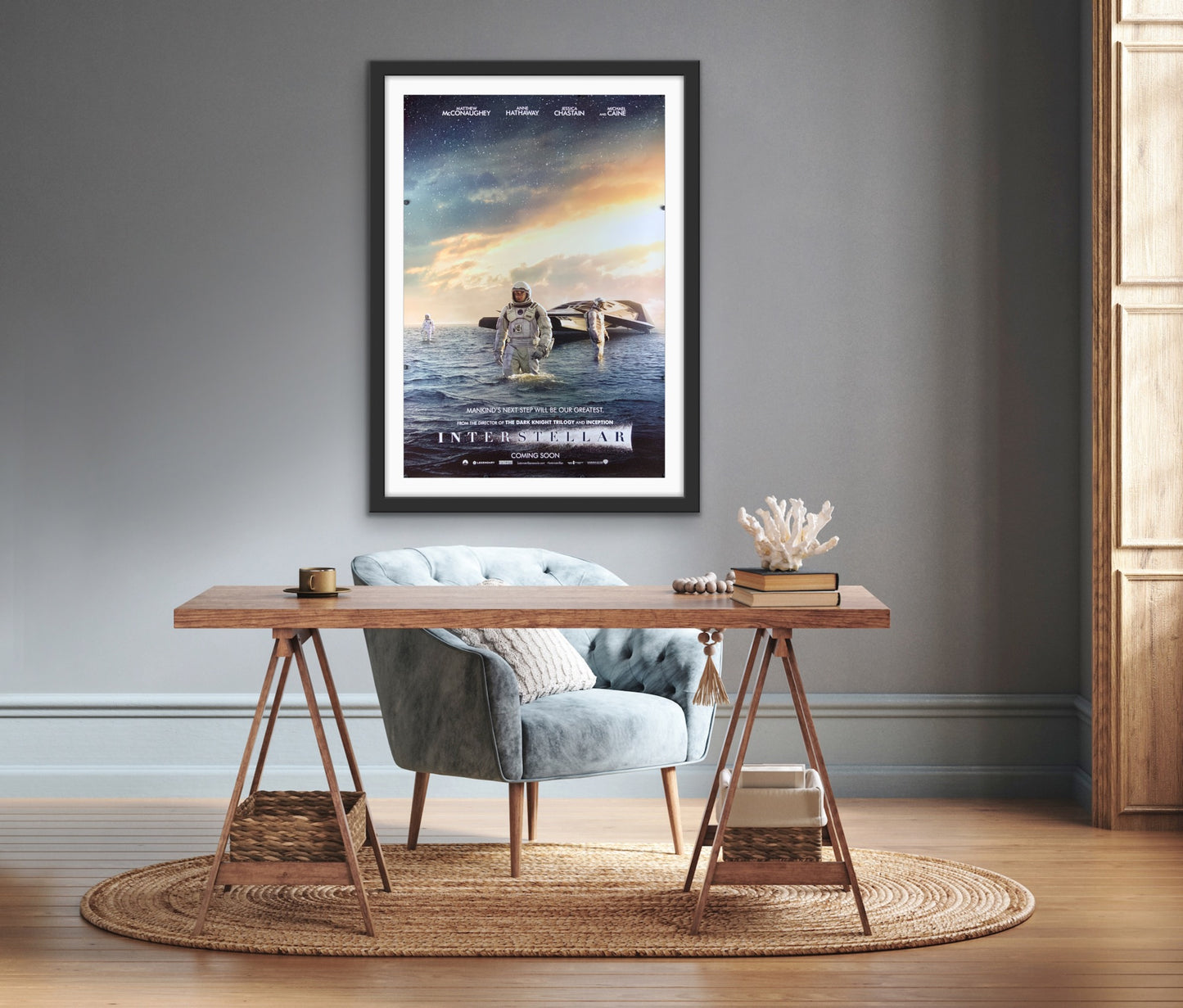 An original movie poster for the Christopher Nolan film Interstellar