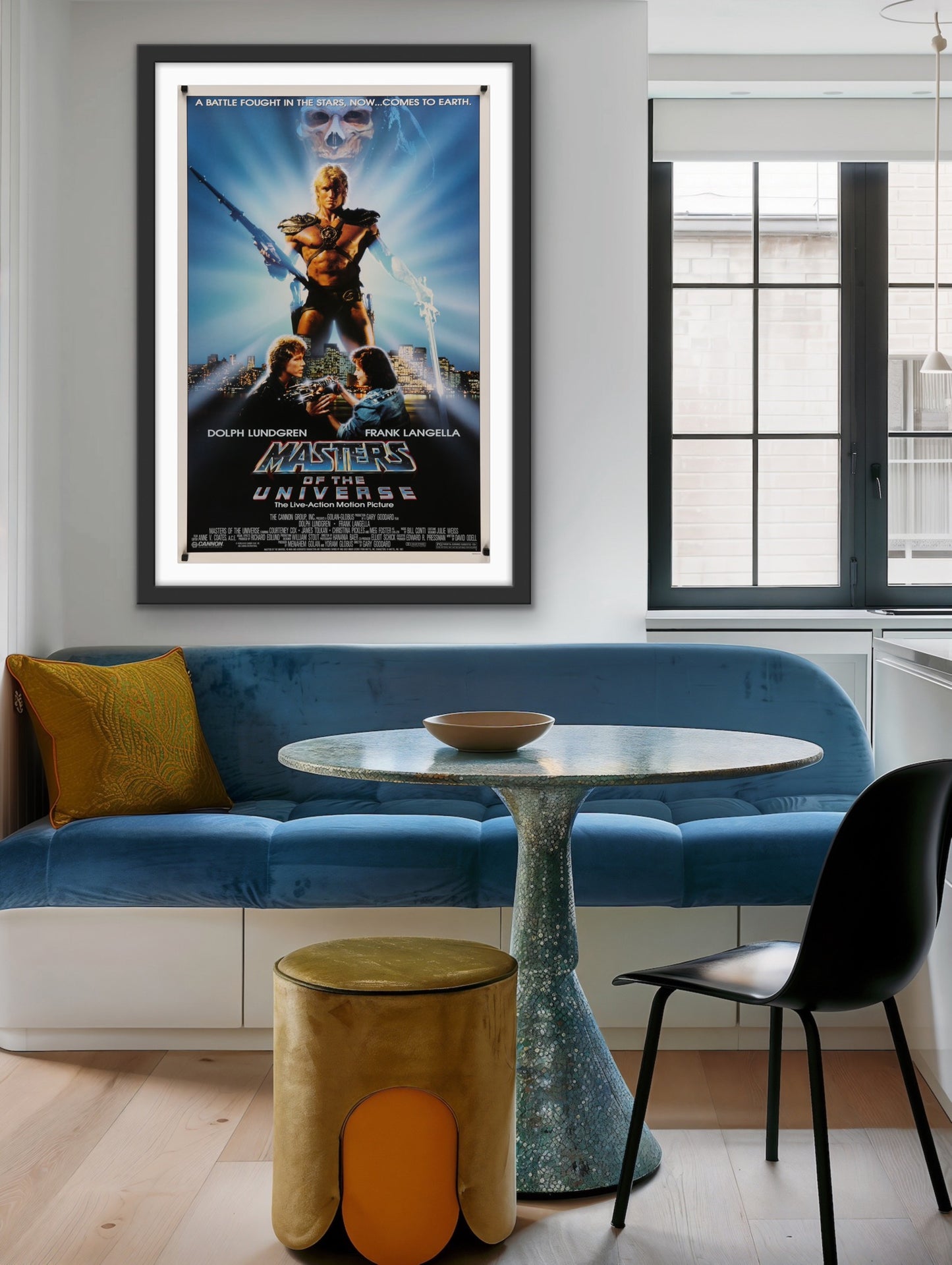 An original movie poster for the film Masters of the Universe