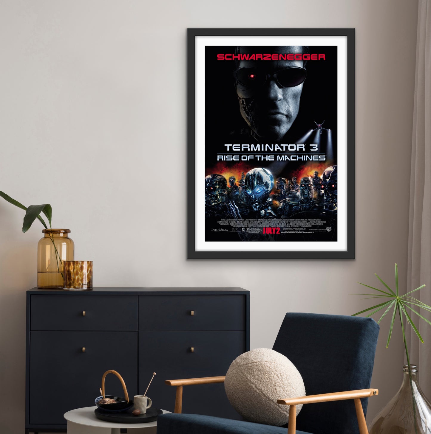 An original movie poster for the film Terminator 3 Rise of the Machines