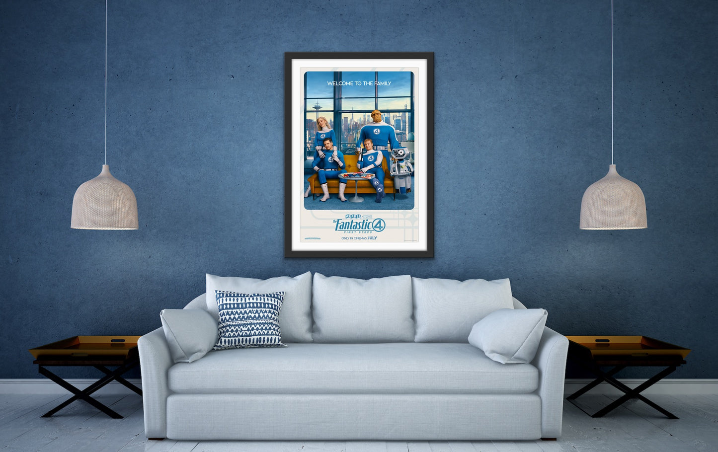 An original movie poster for the Marvel film The Fantastic Four First Steps