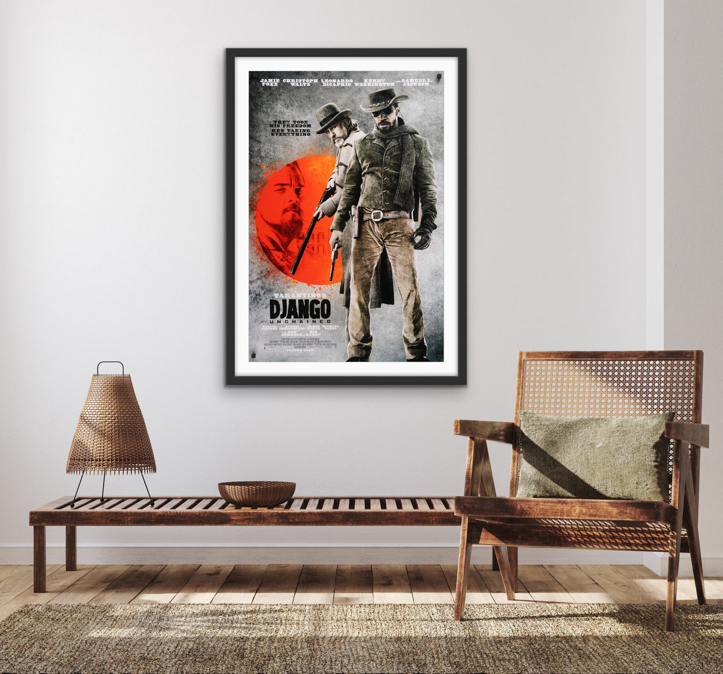 An original movie poster for the Quentin Tarantino film Django Unchained