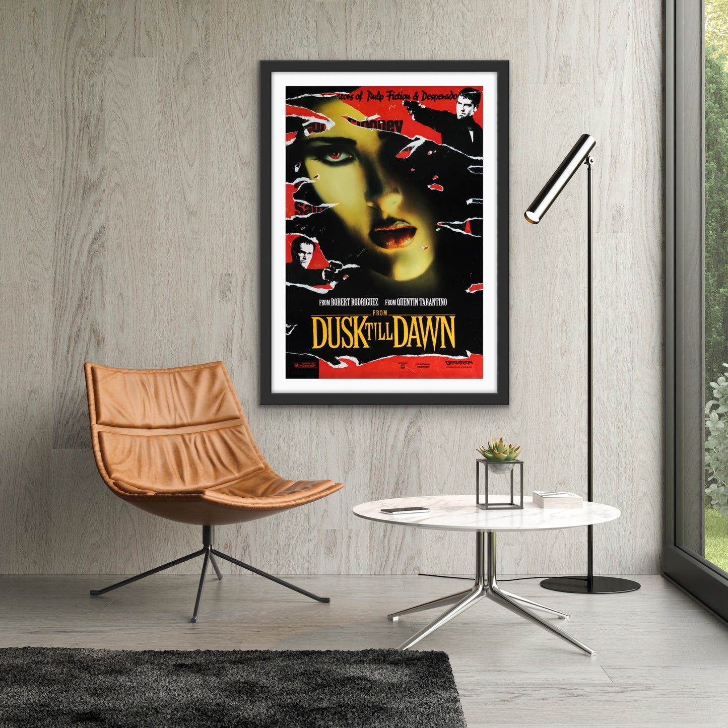 An original movie poster for the Quentin Tarantino and Robert Rodriguez film From Dusk Till Dawn