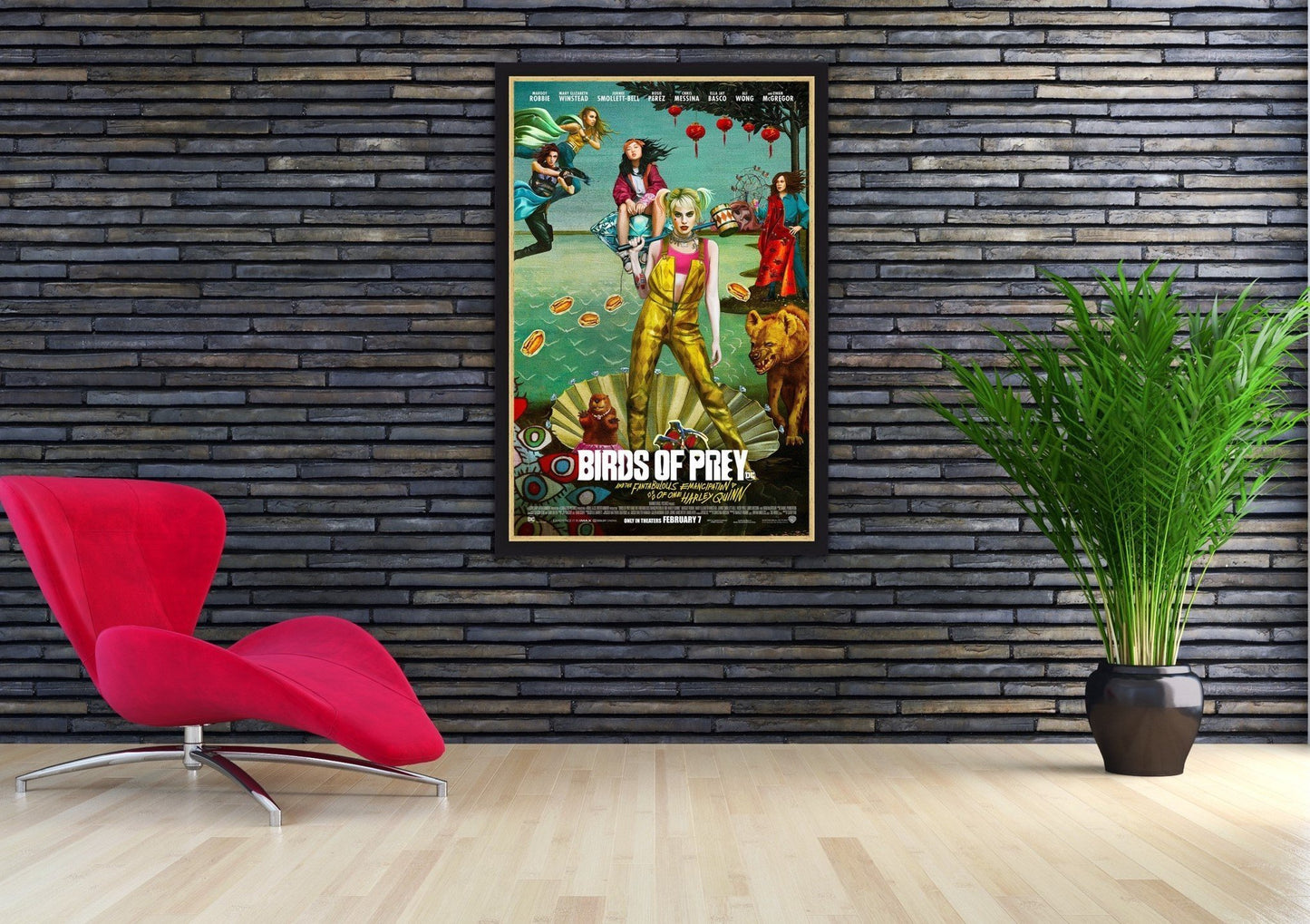 An original movie poster for the DC comics film Birds of Prey