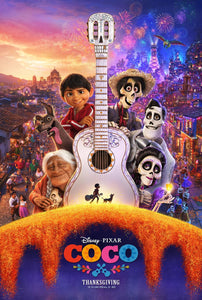 An original movie poster for the Disney / Pixar film Coco