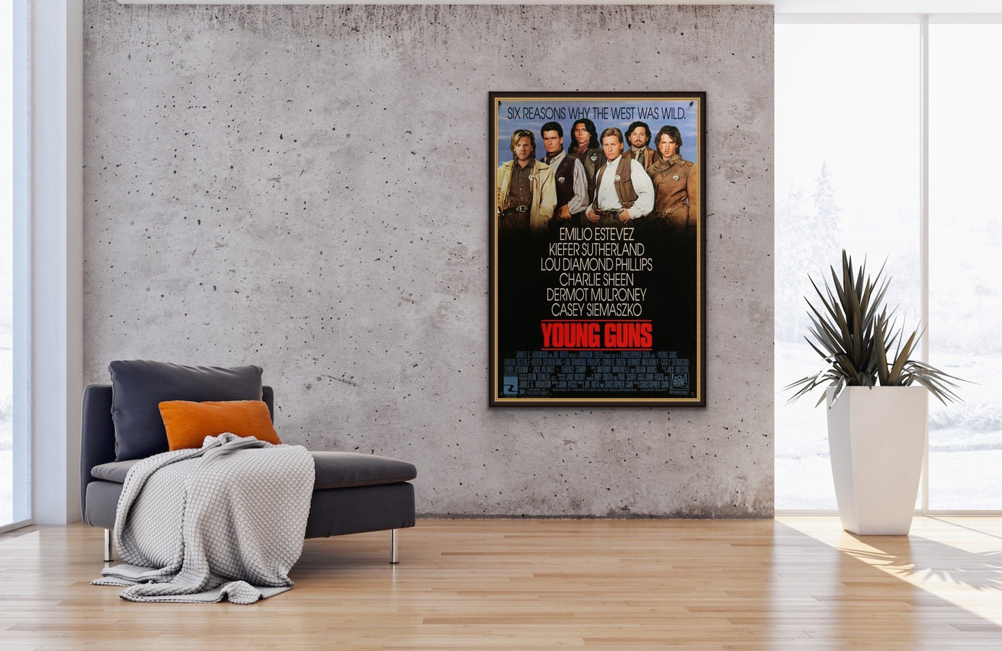 An original movie poster for the film Young Guns
