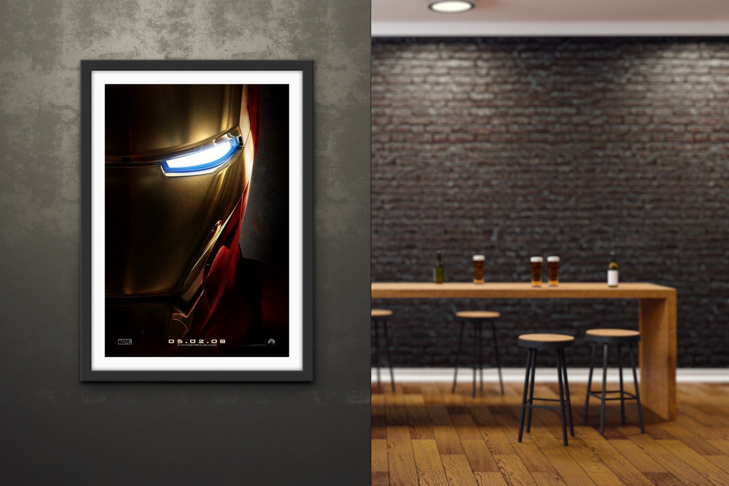 An original teaser one sheet movie poster for the Marvel MCU film Iron Man