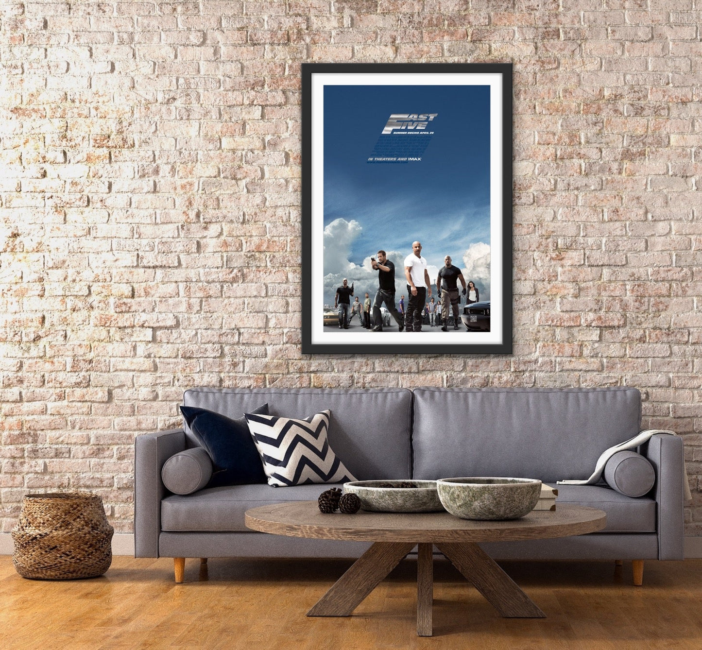 An original movie poster for the film Fast and Furious film Fast Five