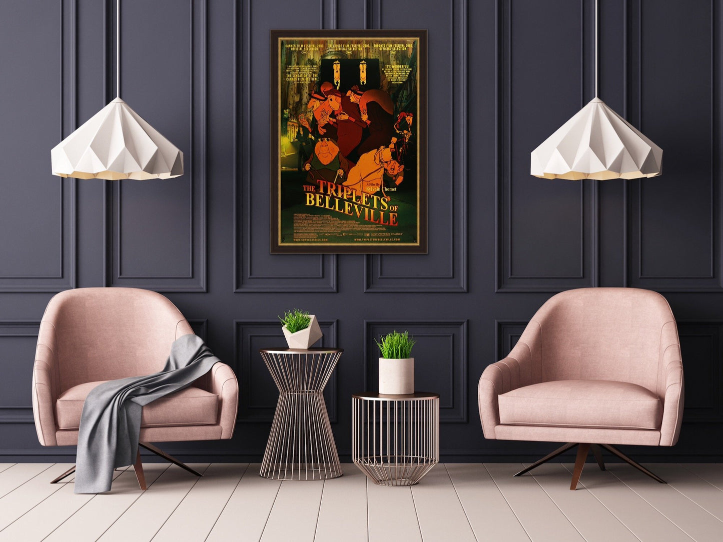 An original movie poster for The Triplets of Belleville (Les Triplettes de Bellville)